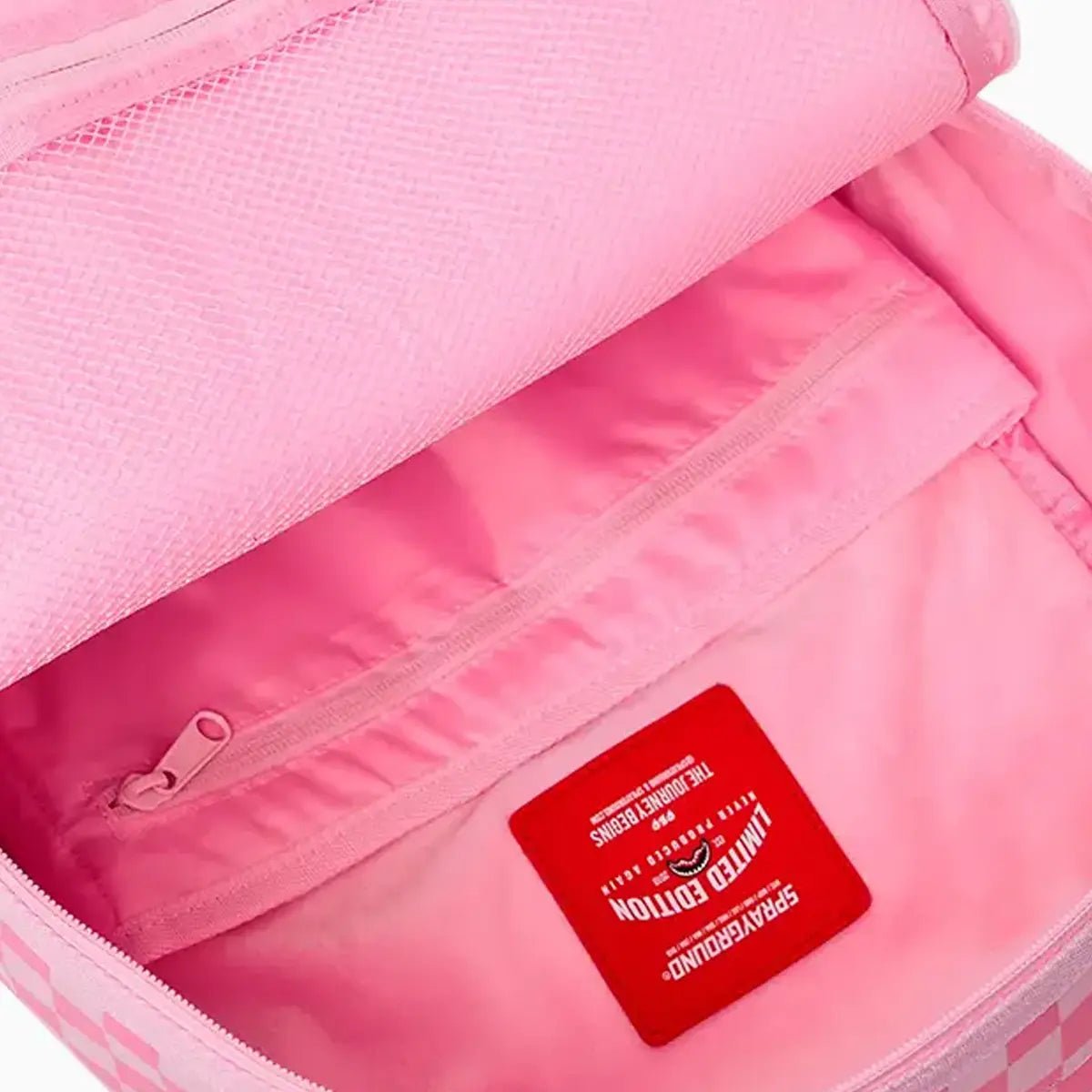 Pink Sharks In Paris Patch Backpack Sprayground - Tops and Bottoms USA