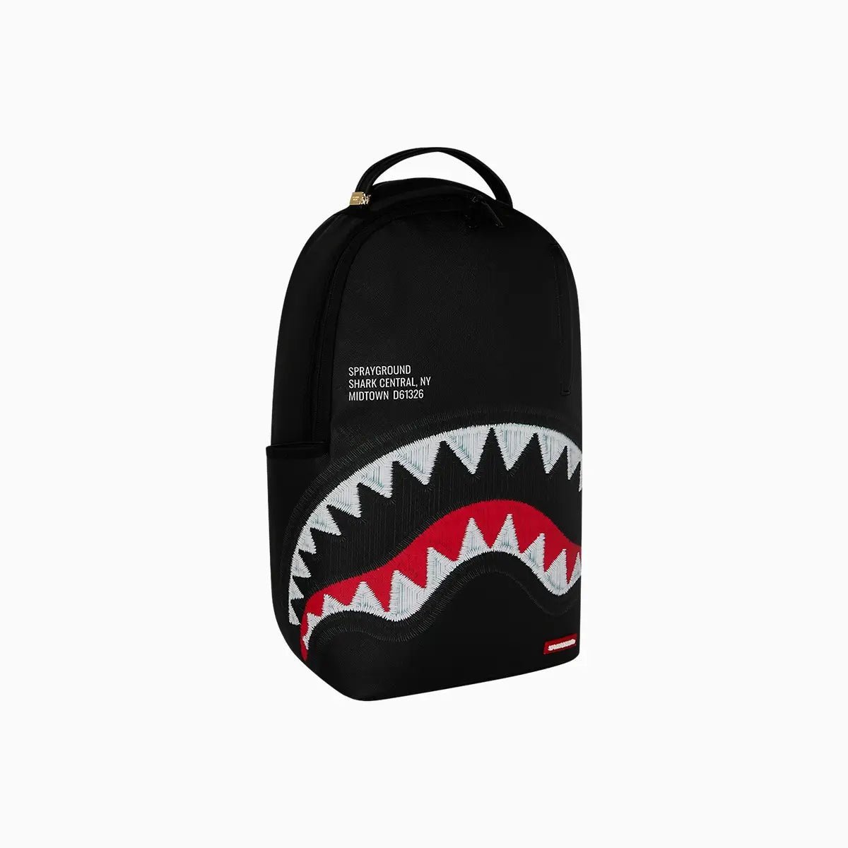 Shark Central Black Embroidered Shark Backpack Sprayground - Tops and Bottoms USA