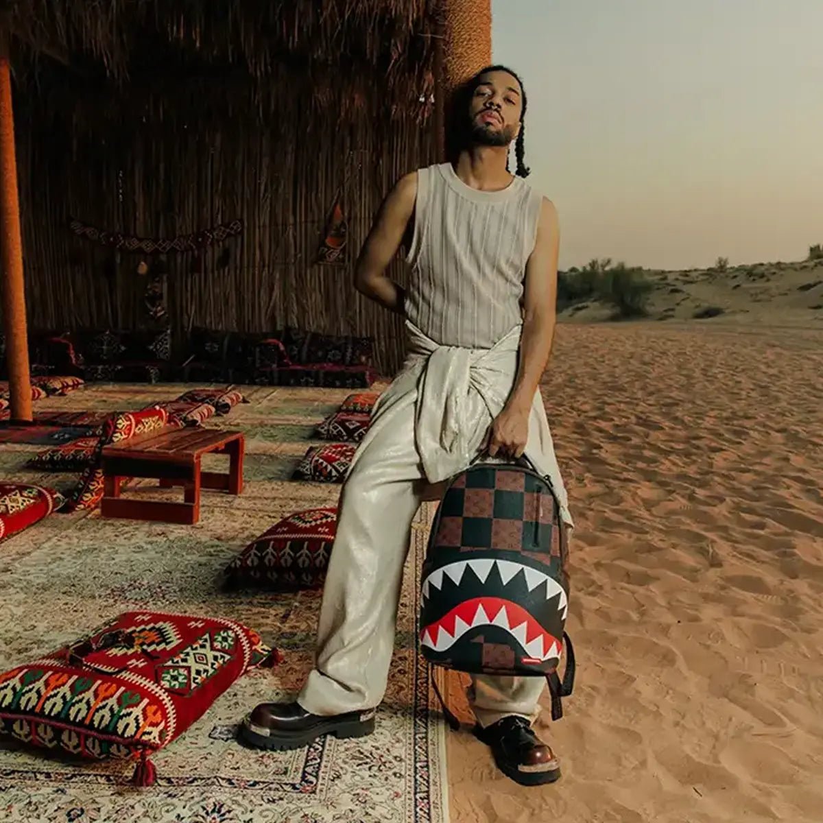 That Big Check Shark Backpack Sprayground - Tops and Bottoms USA