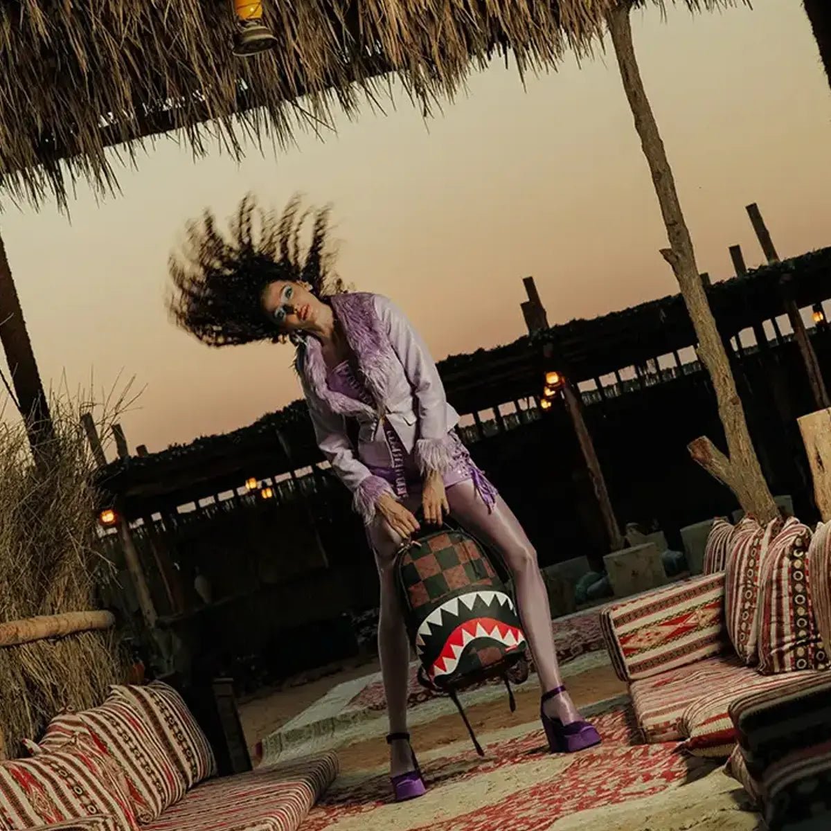 That Big Check Shark Backpack Sprayground - Tops and Bottoms USA