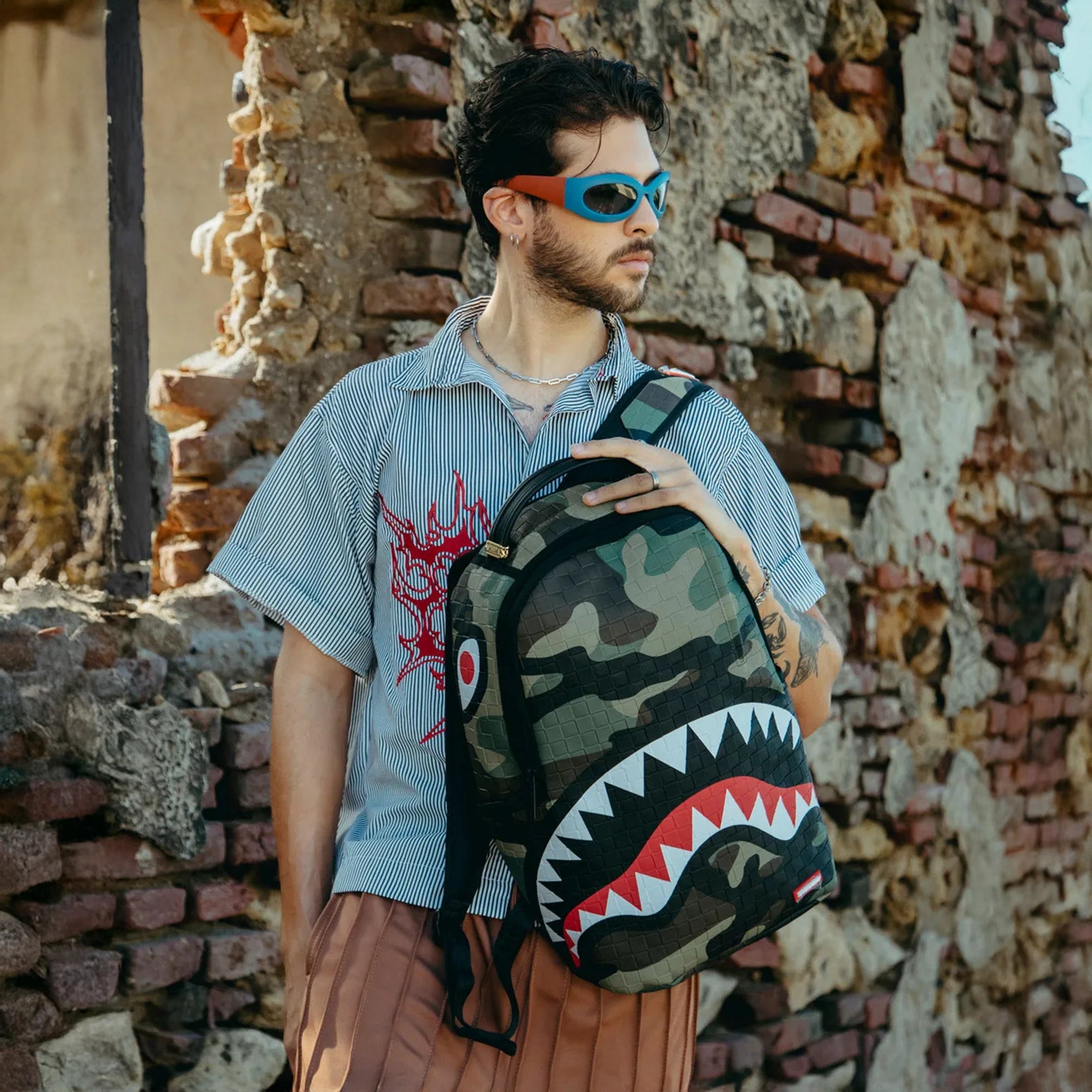 Woodland Camo Check Backpack Sprayground - Tops and Bottoms USA