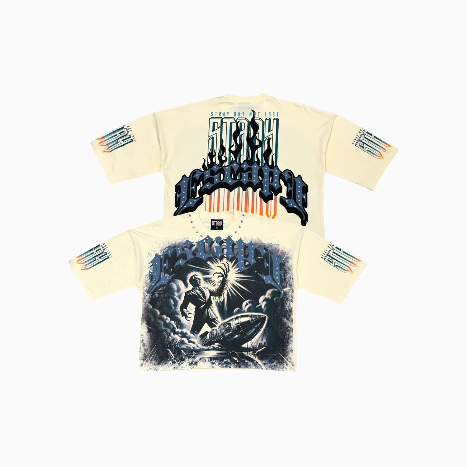 Men's Escape Stray Graphic Wide Crop Fit T-Shirt Stray - Tops and Bottoms USA