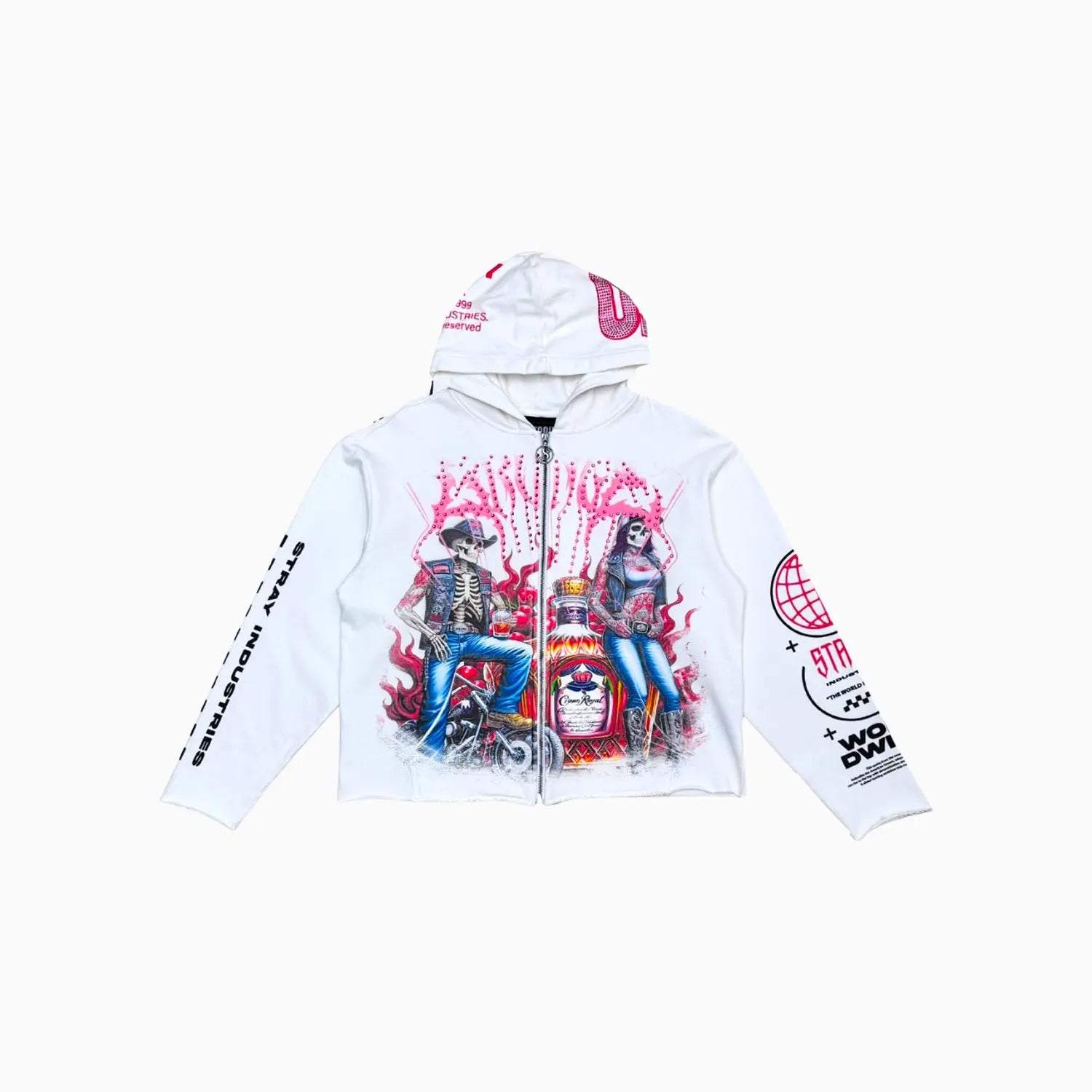 Men's Graphic Skeleton Rider Zip-Up Hoodie Stray - Tops and Bottoms USA