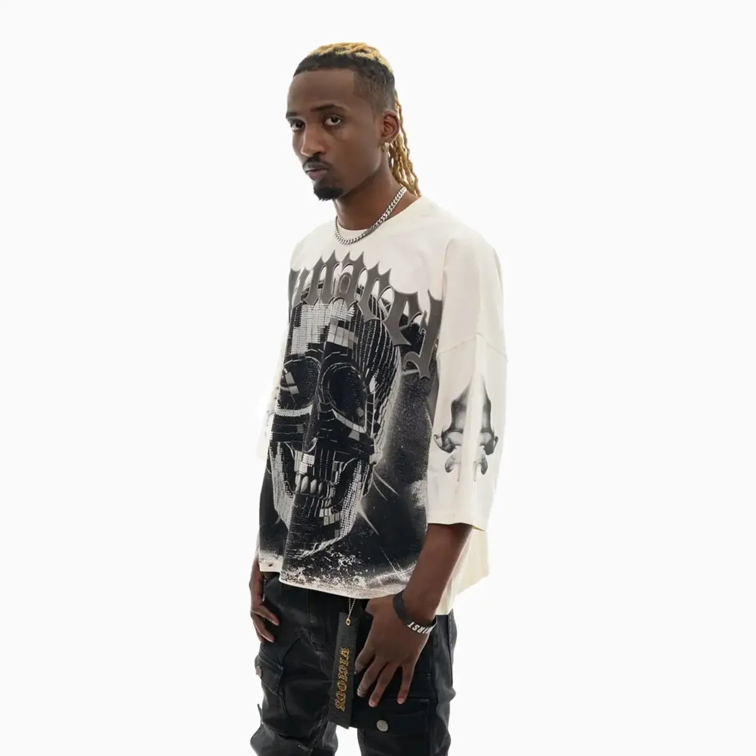 Men's Monarch Digital Skull Oversized Graphic T-Shirt Stray - Tops and Bottoms USA
