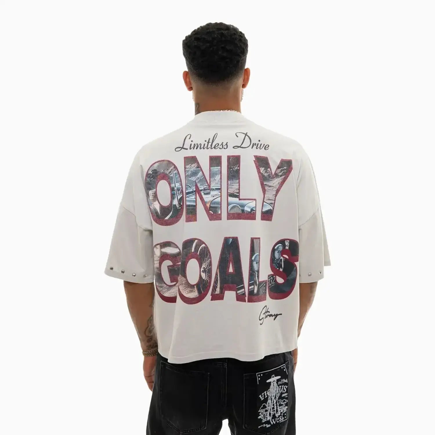 Men's Only Goals Oversized Graphic T-Shirt Stray - Tops and Bottoms USA