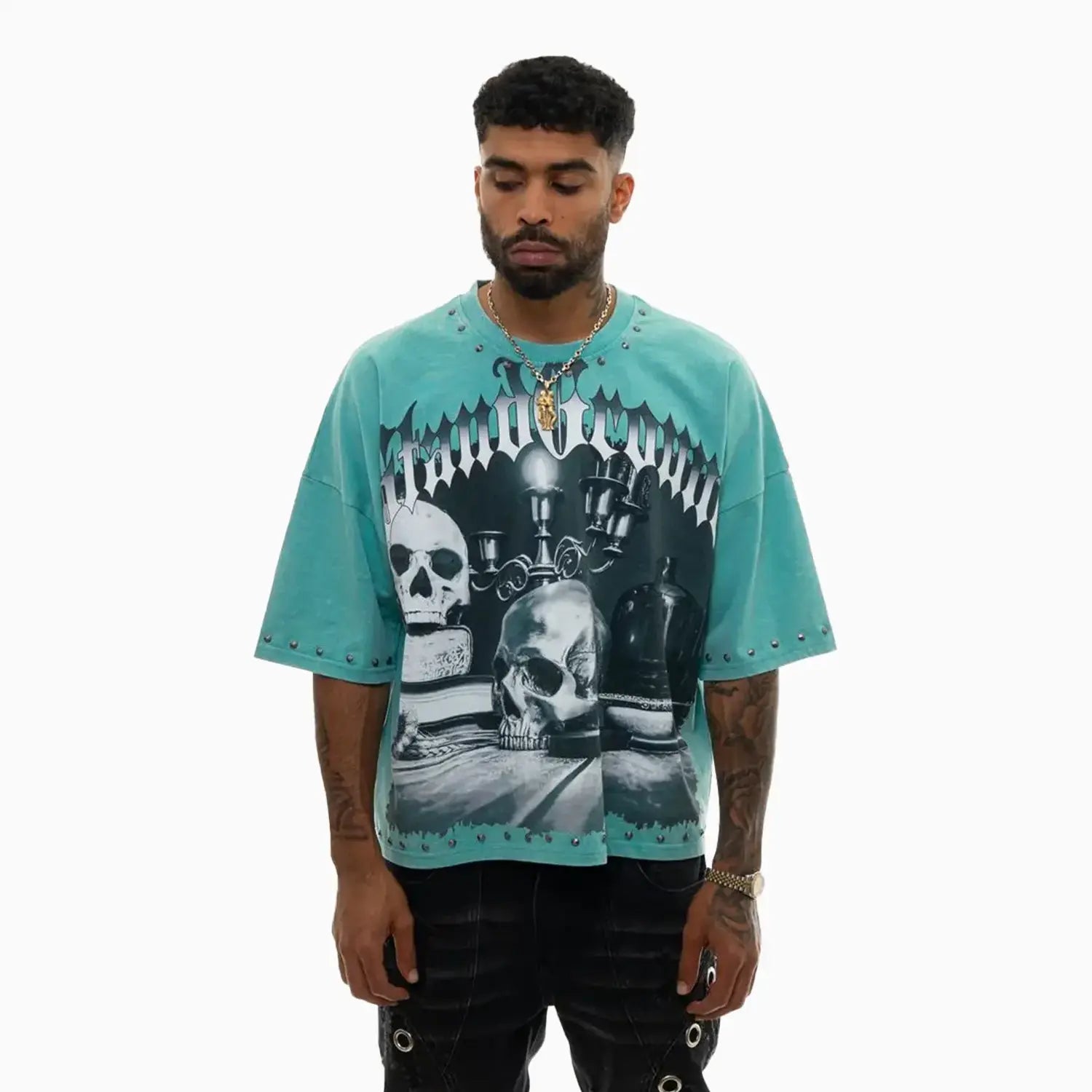 Men's Stand Proud Gothic Skull Graphic T-Shirt