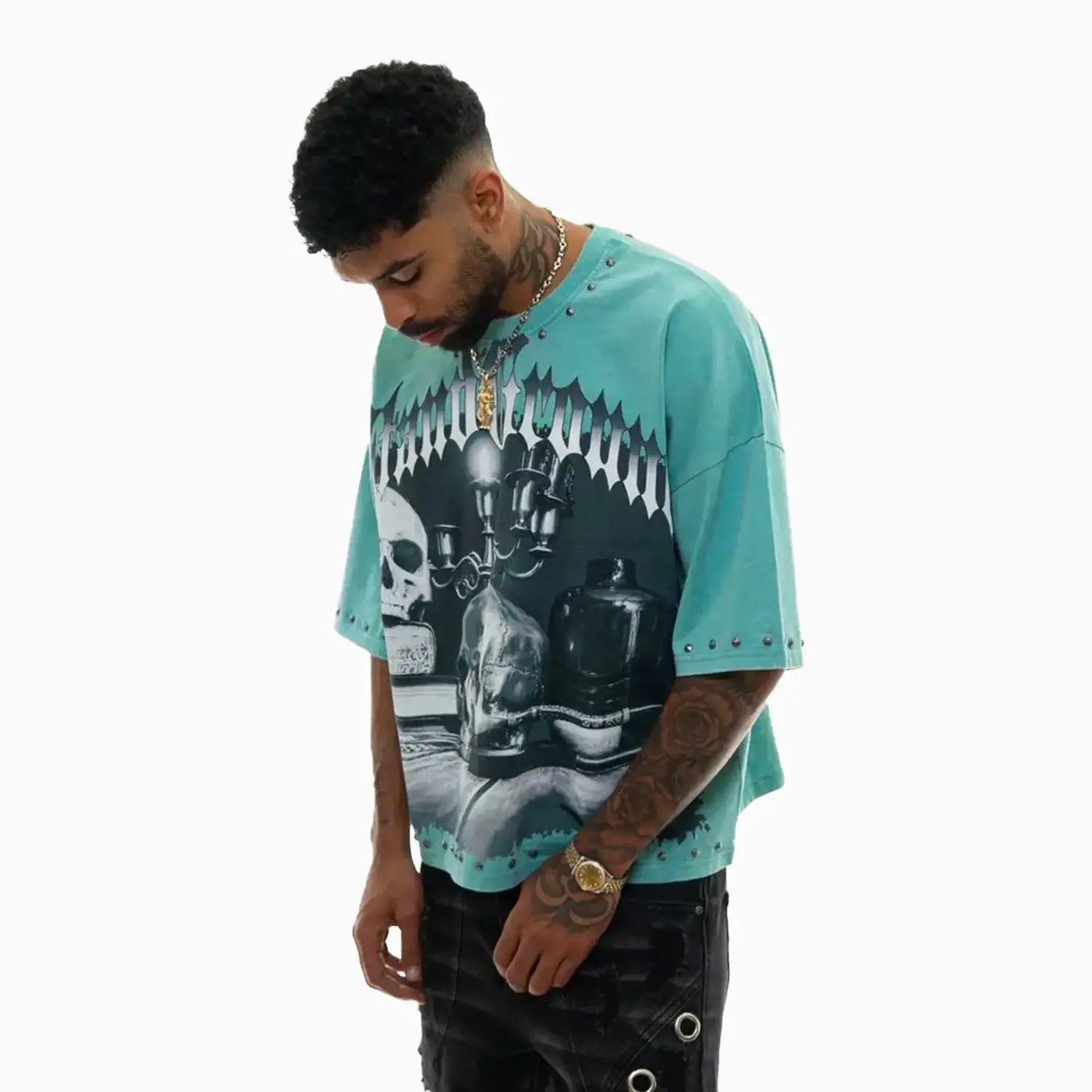 Men's Stand Proud Gothic Skull Graphic T-Shirt