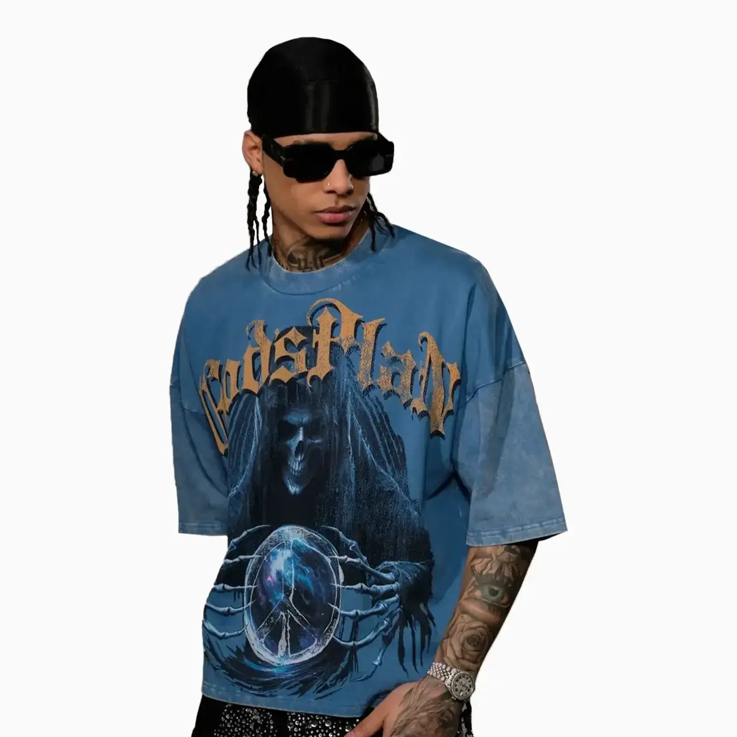 Men's Wide Crop Fit Drop Shoulders T-Shirt Stray - Tops and Bottoms USA