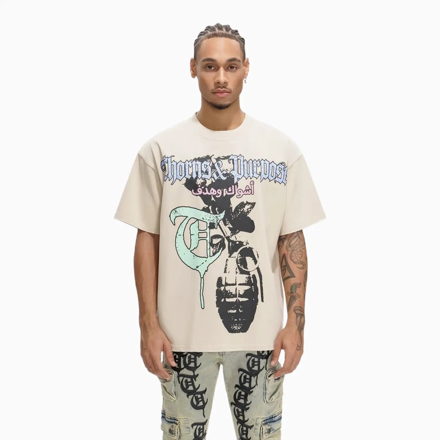 Men's Thorns and Purpose Pale Apricot T-Shirt Trnchs - Tops and Bottoms USA
