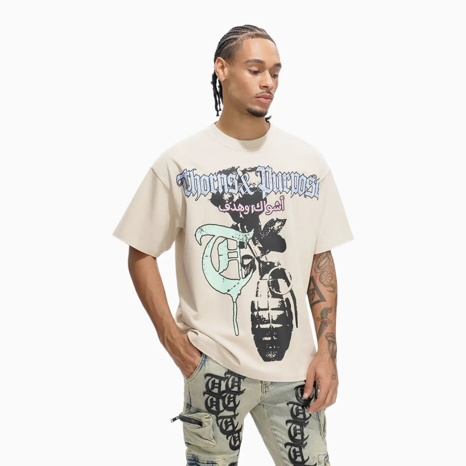 Men's Thorns and Purpose Pale Apricot T-Shirt Trnchs - Tops and Bottoms USA