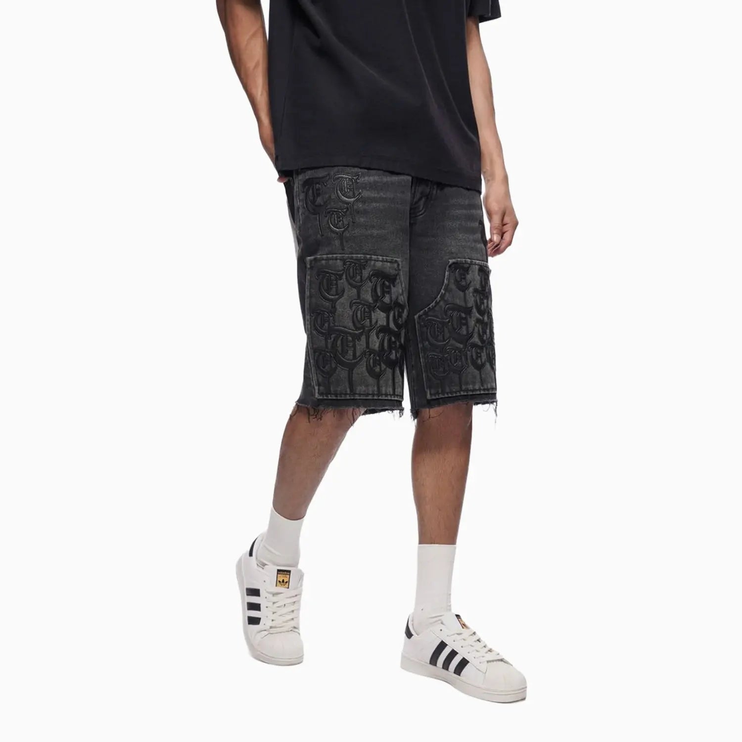 Men's Trnchs Script Denim Shorts Trnchs - Tops and Bottoms USA