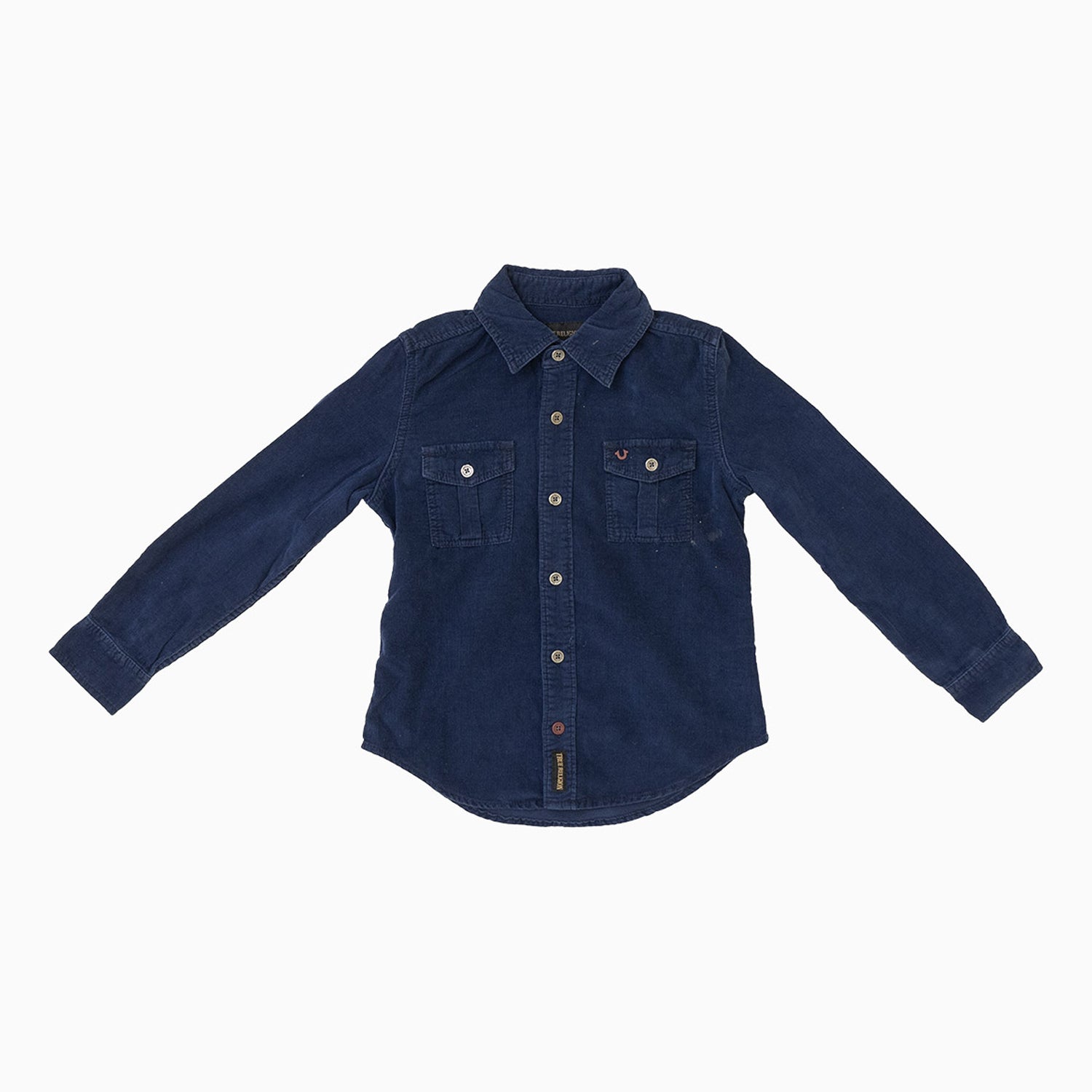 True Religion Kid's Indigo Washed Corduroy Shirt, Midnight / 2T