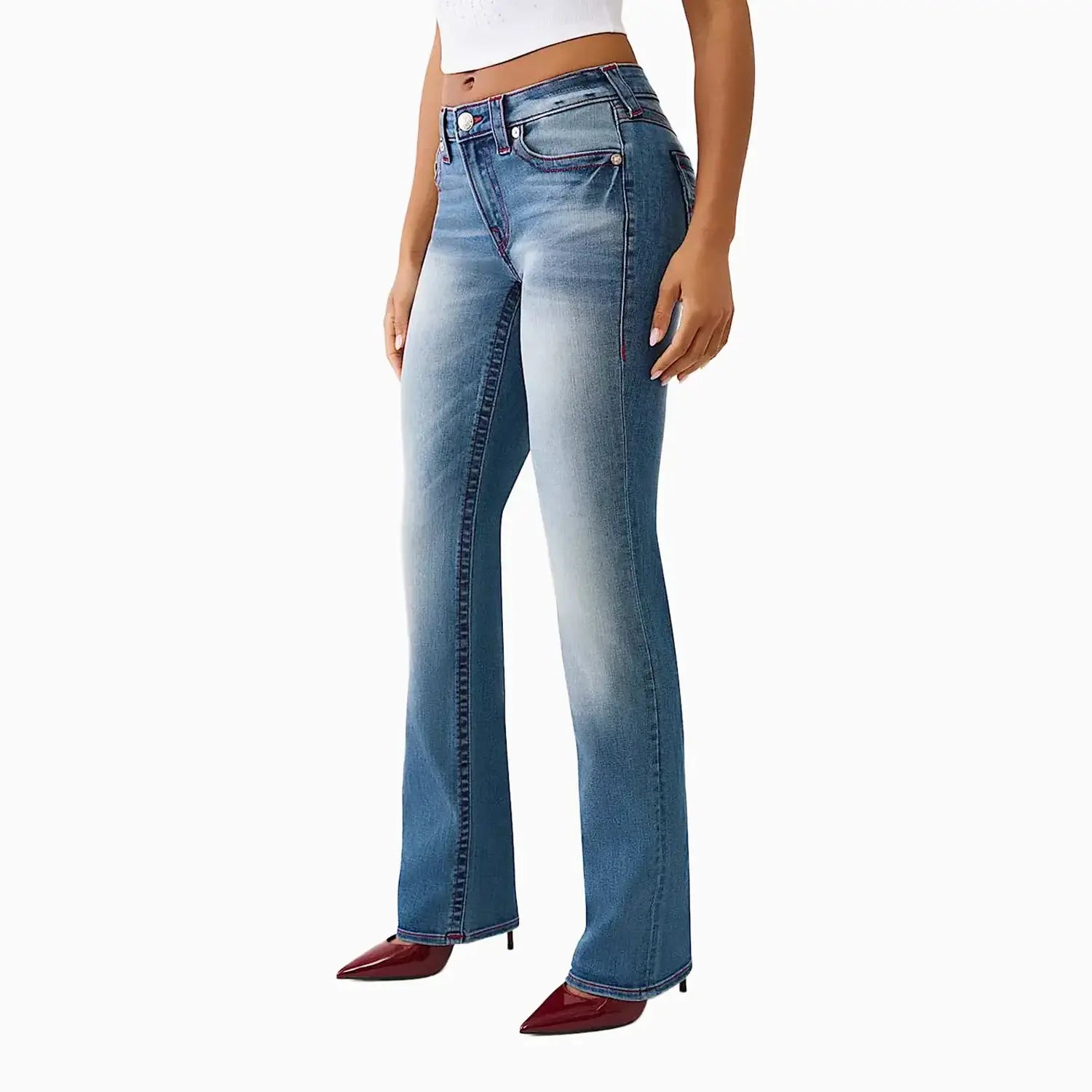 Women's Billie Mid Rise Flap Straight Jean Pant