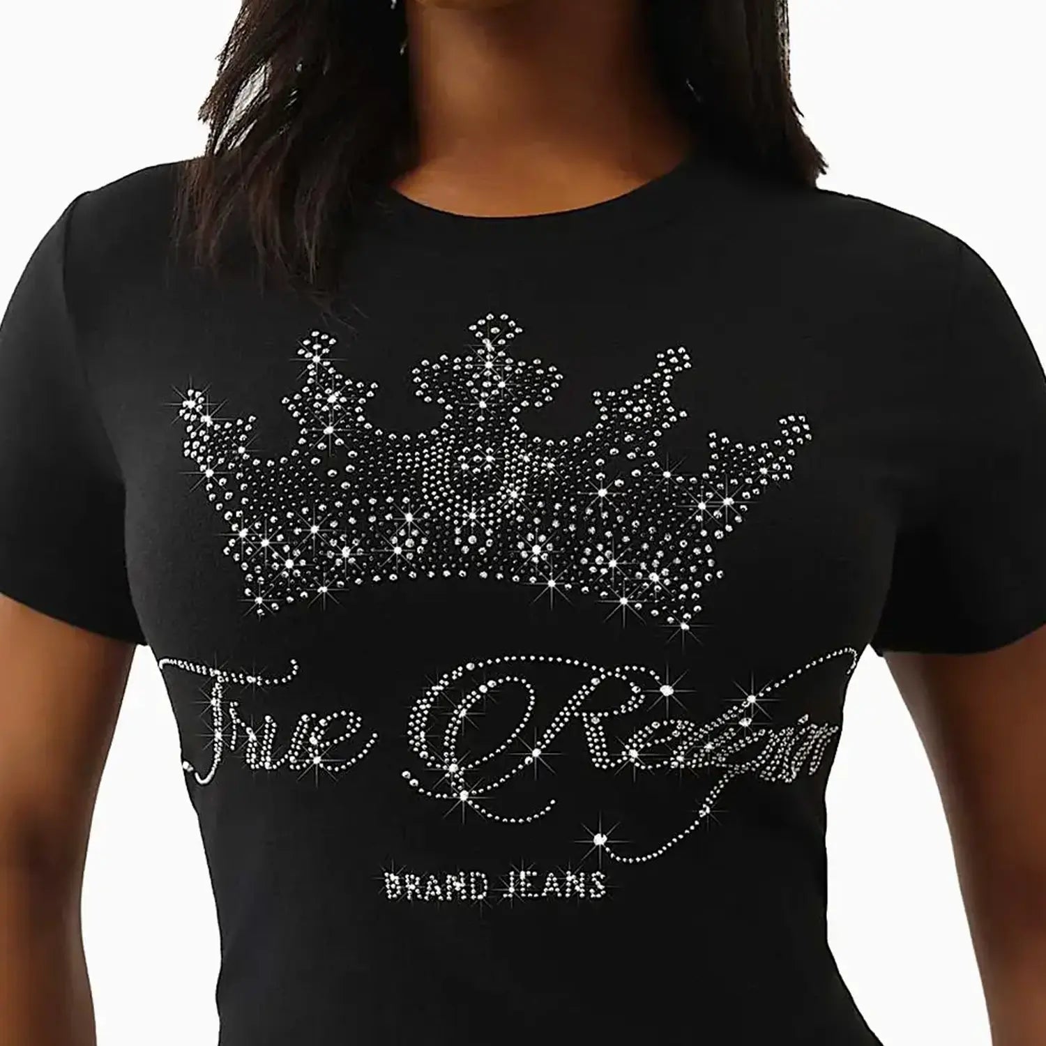 Women's Crystal Crown Logo Baby T-Shirt True Religion - Tops and Bottoms USA
