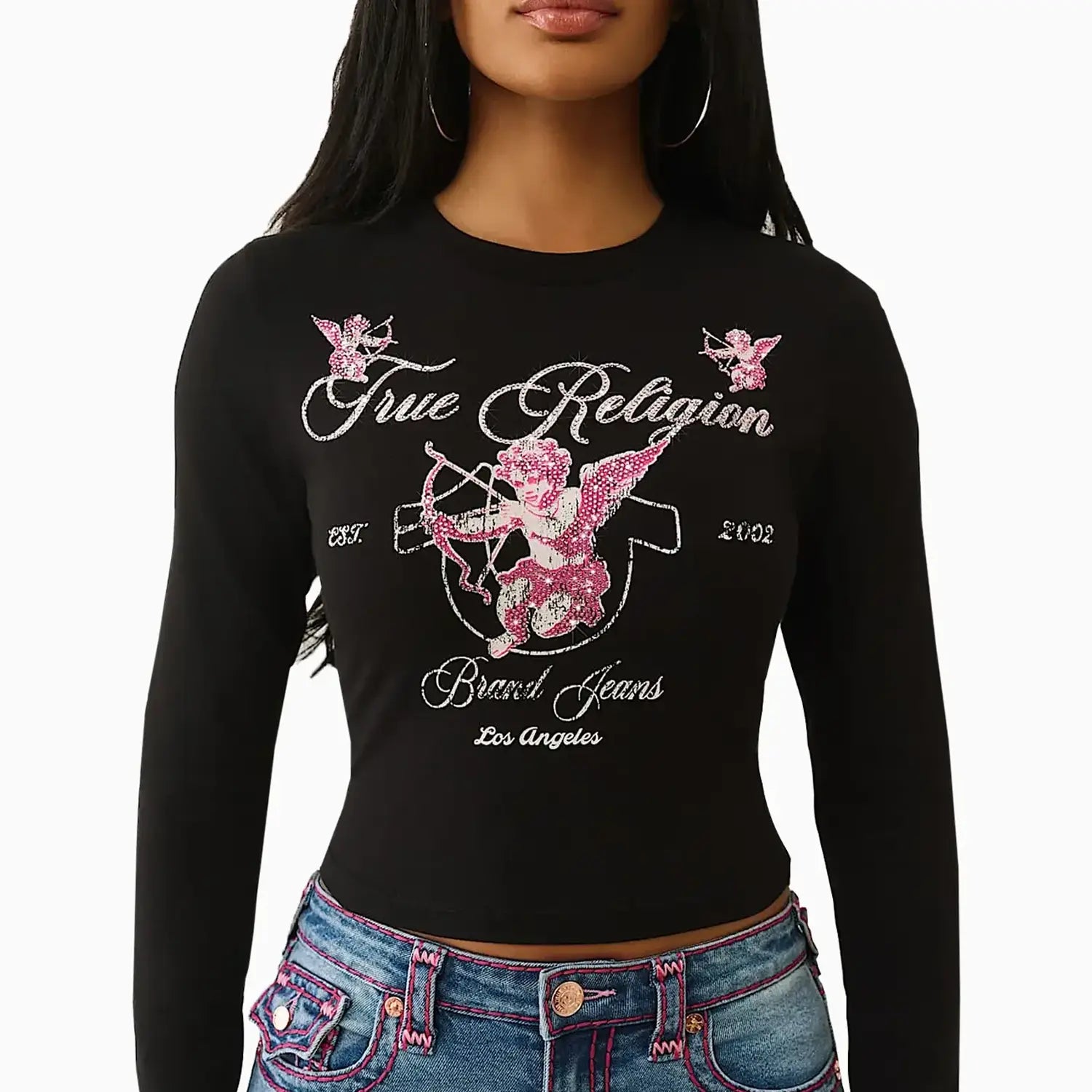 Women's Crystal Cupid Long Sleeve Baby T-Shirt