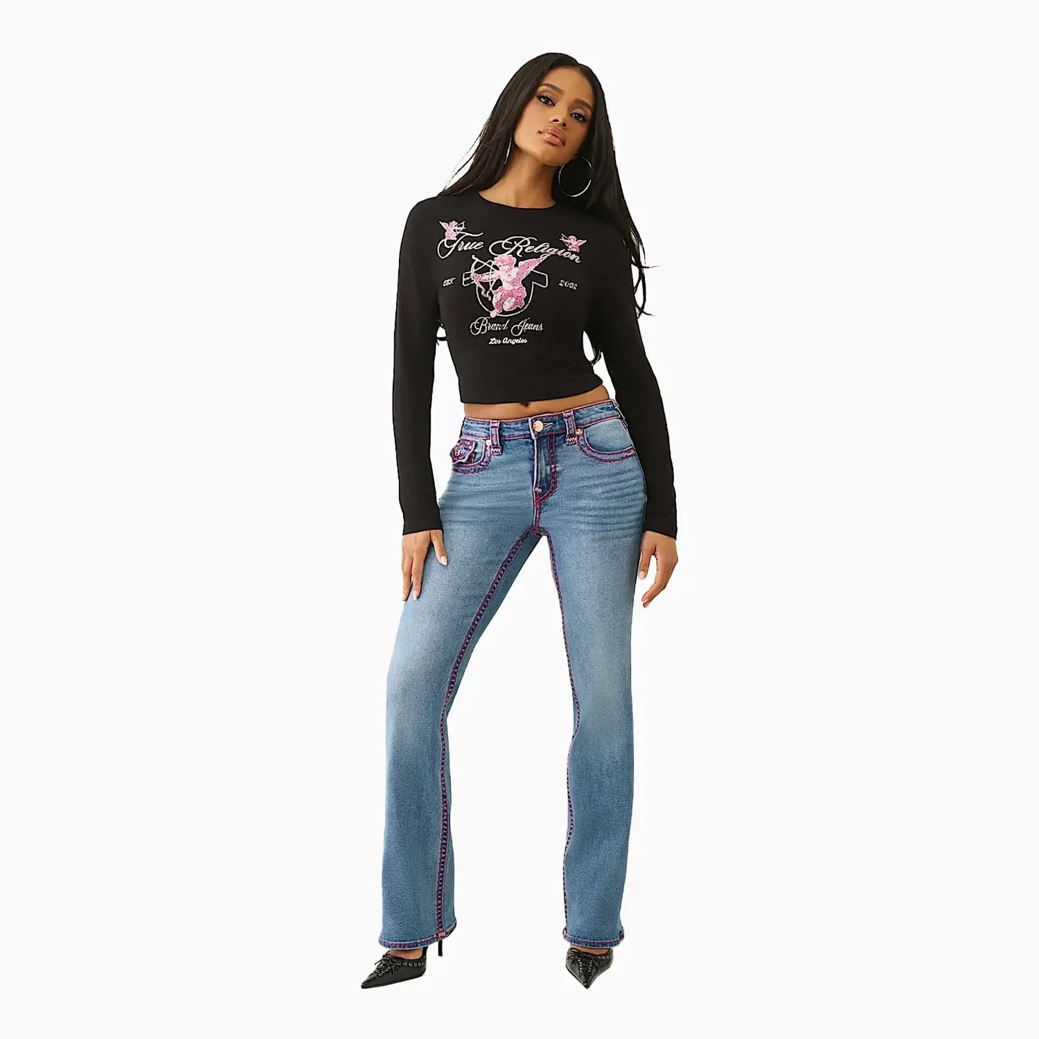 Women's Crystal Cupid Long Sleeve Baby T-Shirt