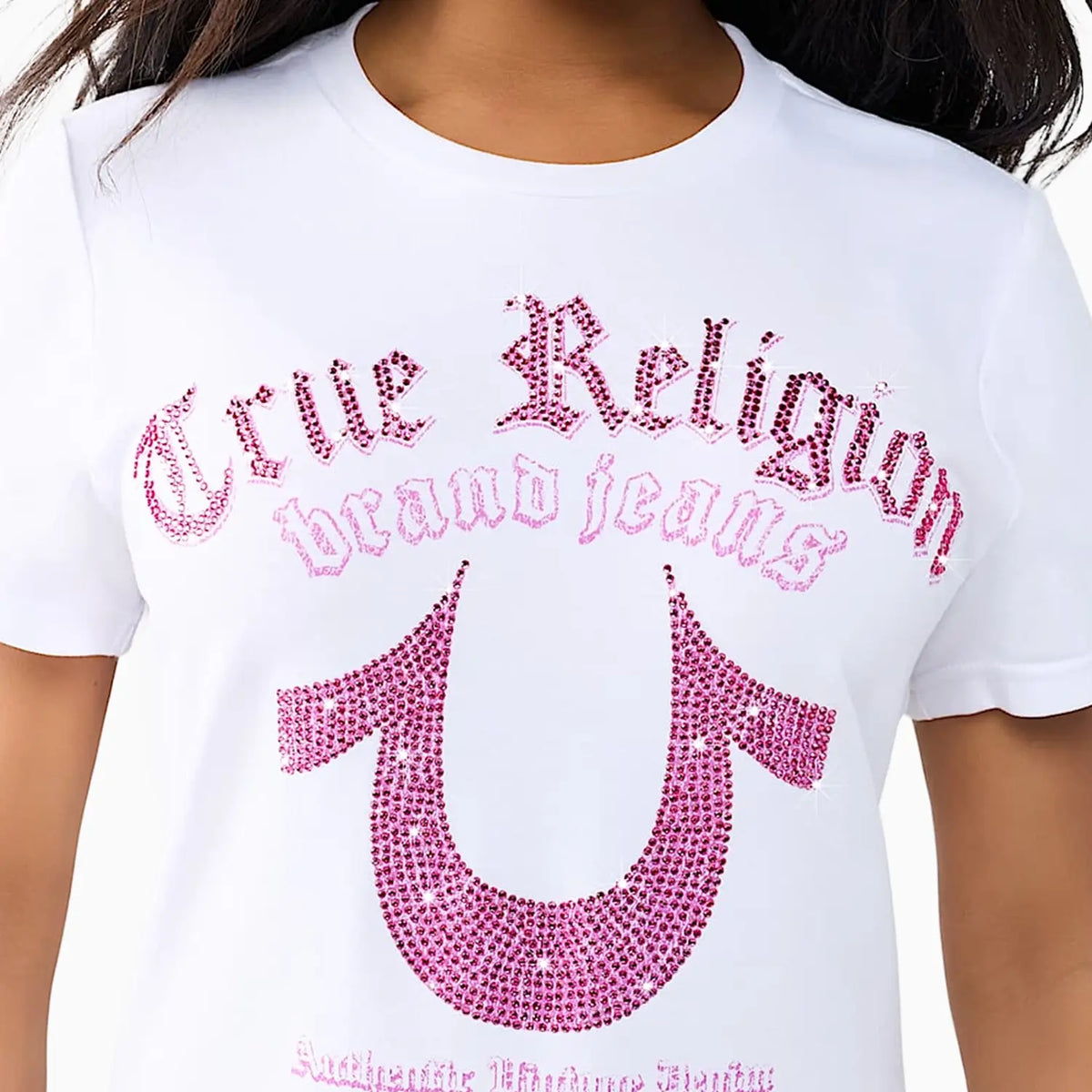 Women's Crystal Horseshoe Crew Neck T-Shirt True Religion - Tops and Bottoms USA