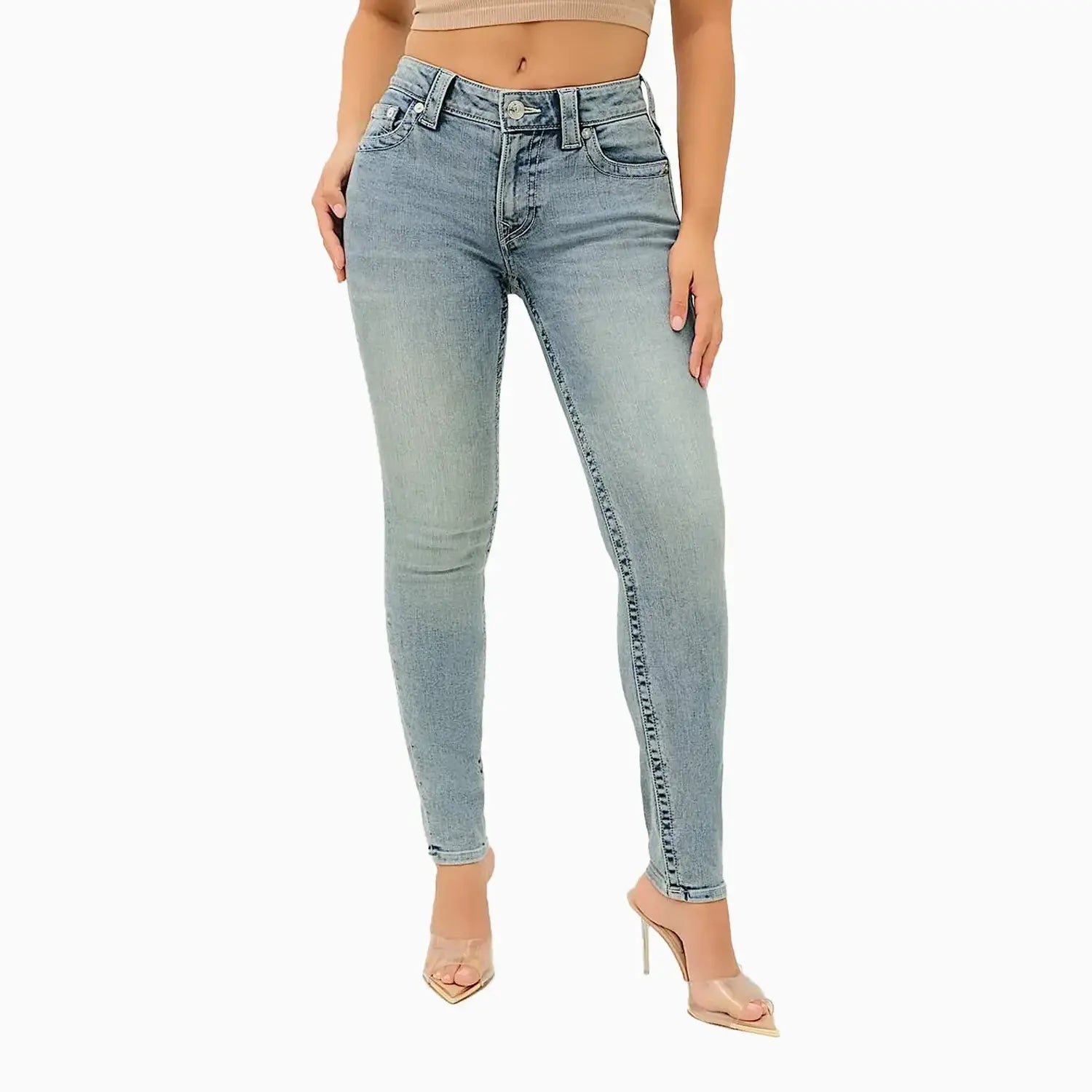 Women's Jennie Mid Rise Curvy Skinny Jean Pant True Religion - Tops and Bottoms USA