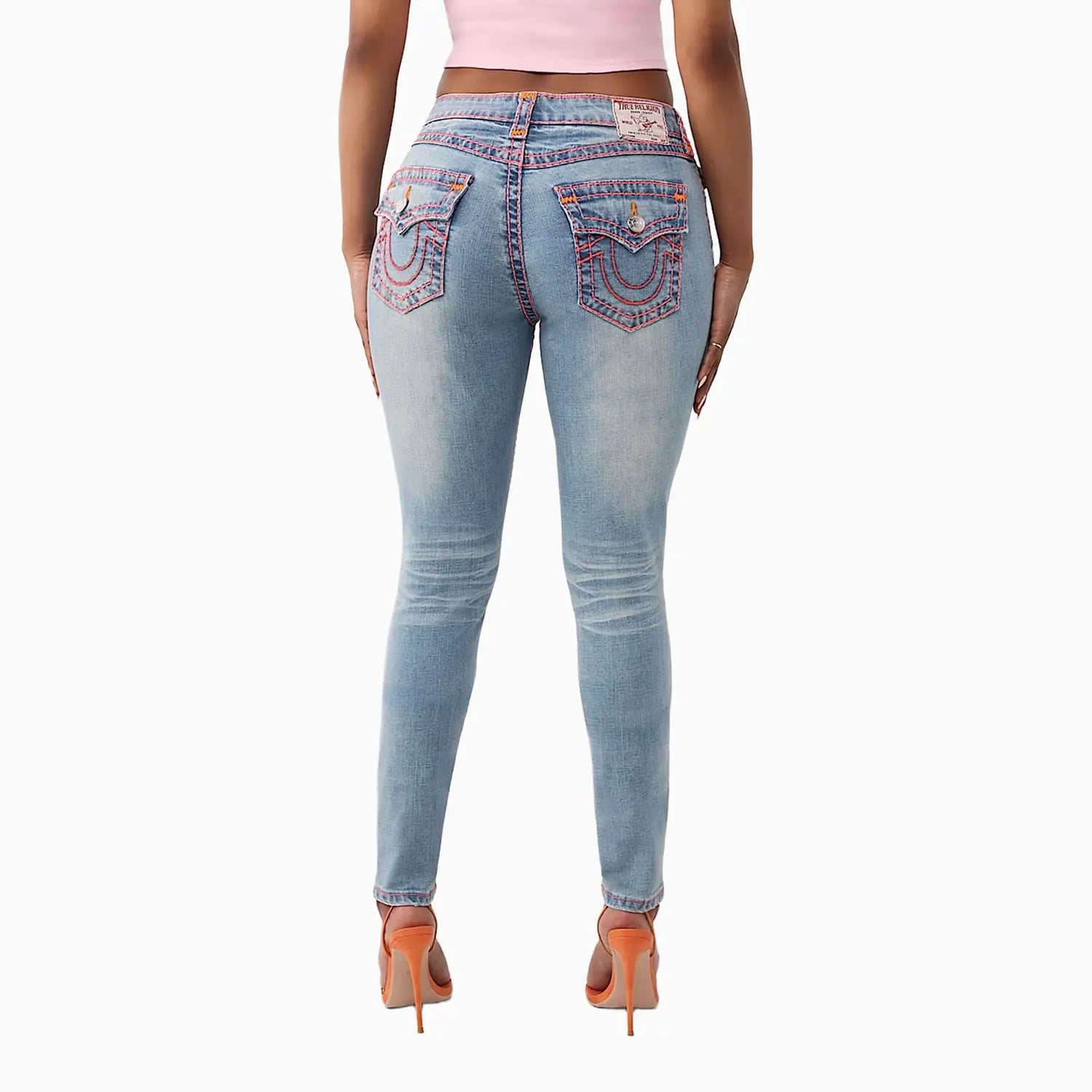 Women's Jennie Mid Rise Super T Flap Curvy Skinny Jean Pant True Religion - Tops and Bottoms USA