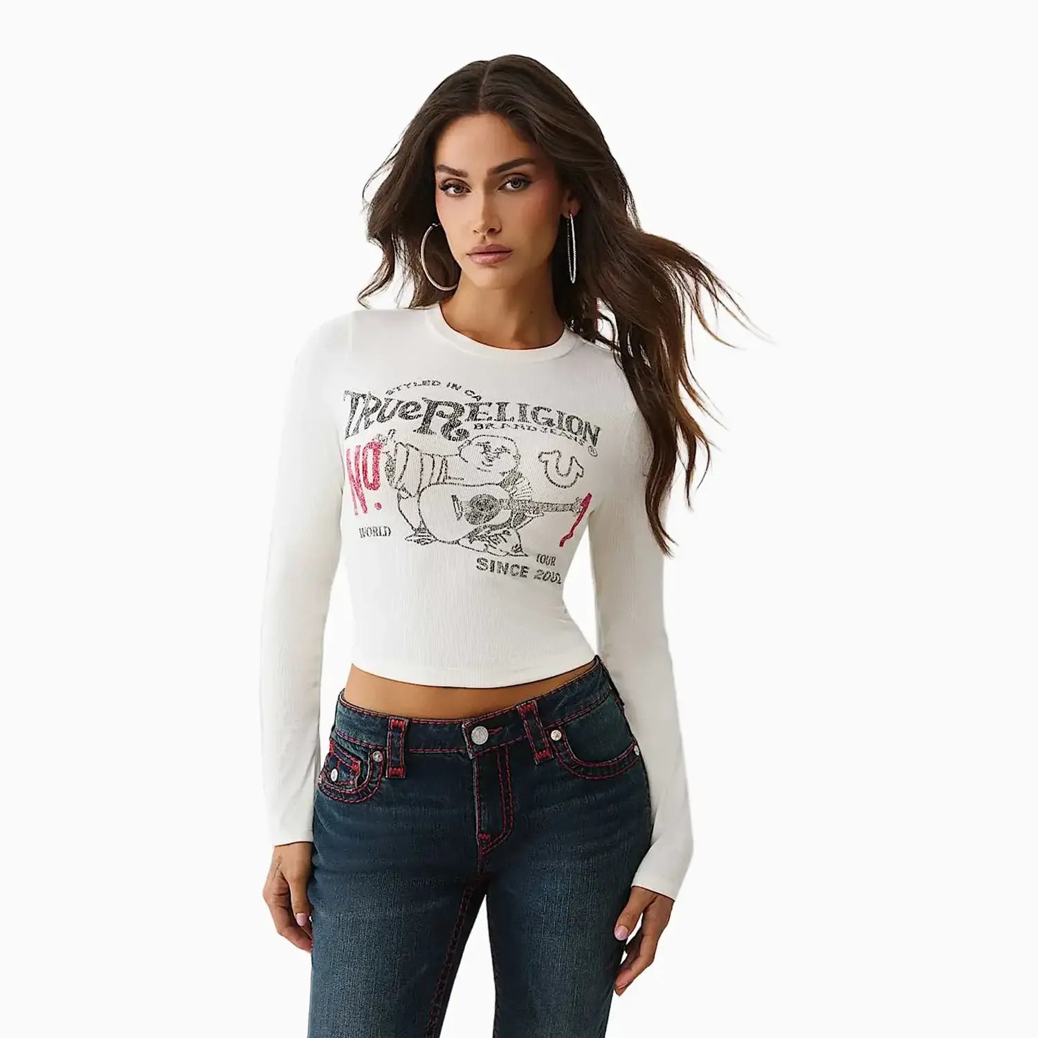 Women's Printed Buddha Long Sleeve Baby T-Shirt