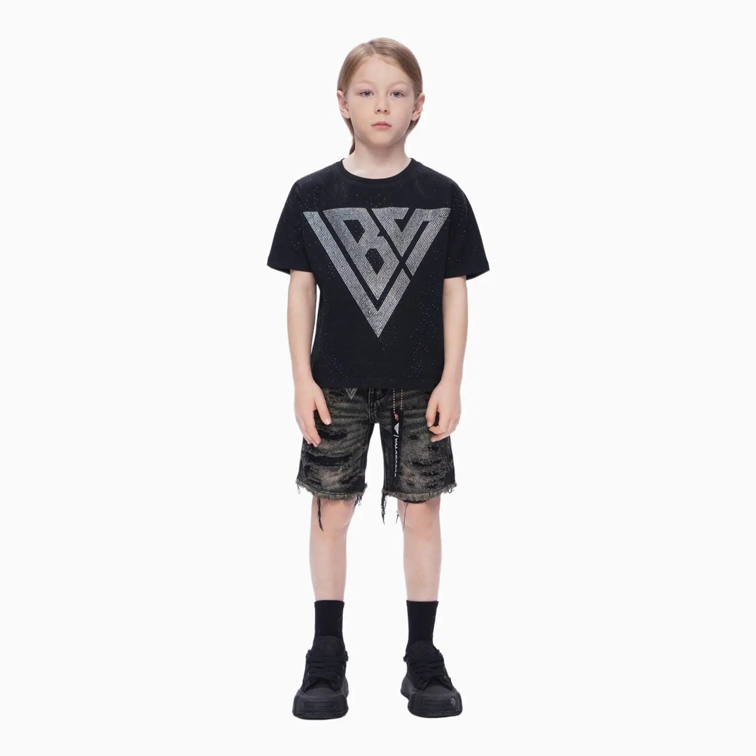 Kid's Clipped Denim Shorts Valabasas - Tops and Bottoms USA