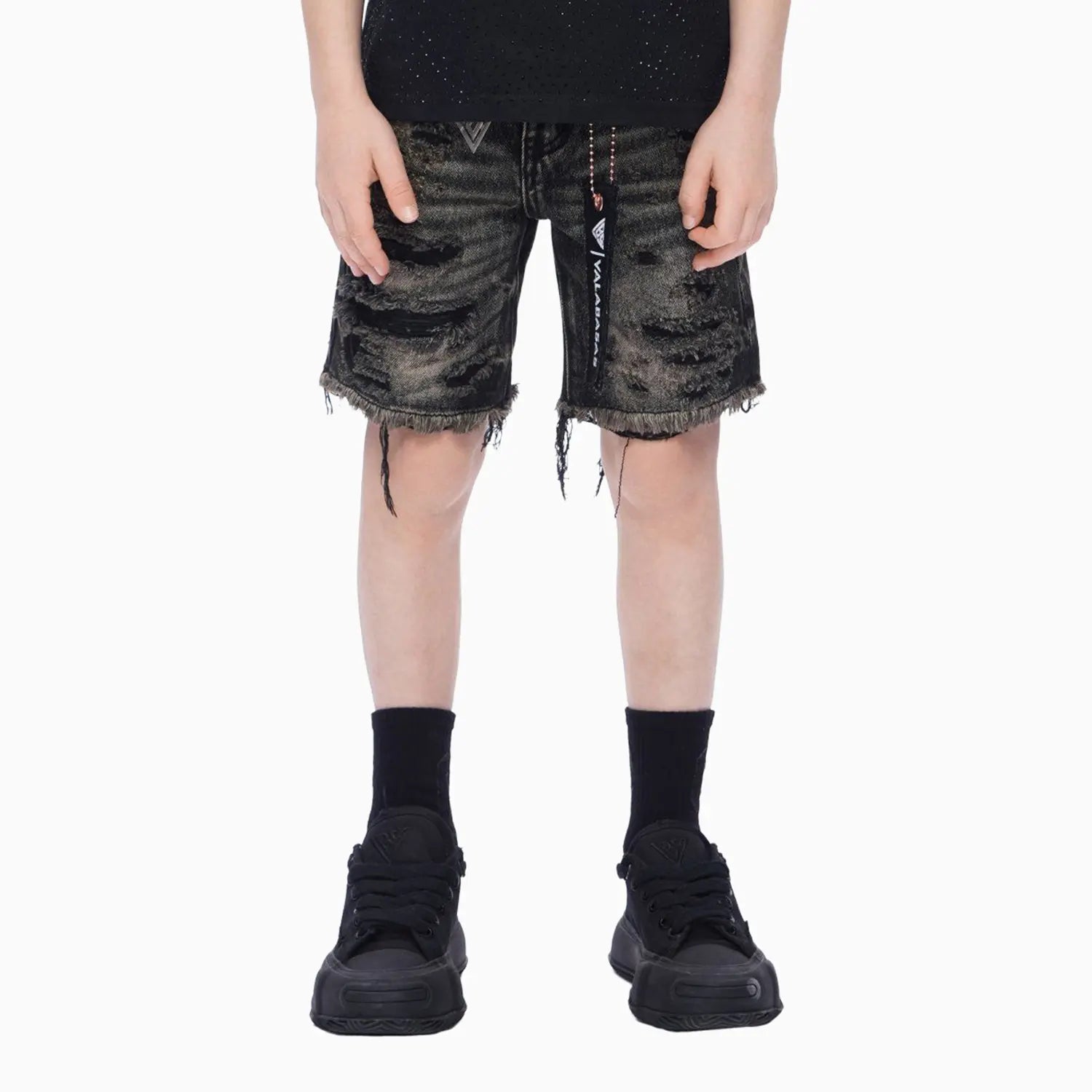 Kid's Clipped Denim Shorts Valabasas - Tops and Bottoms USA