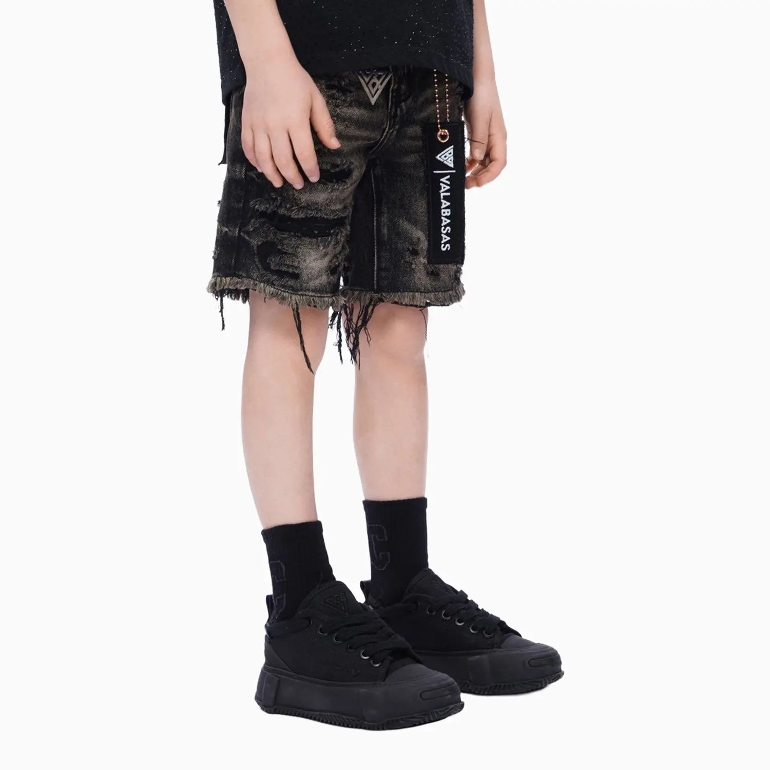 Kid's Clipped Denim Shorts Valabasas - Tops and Bottoms USA