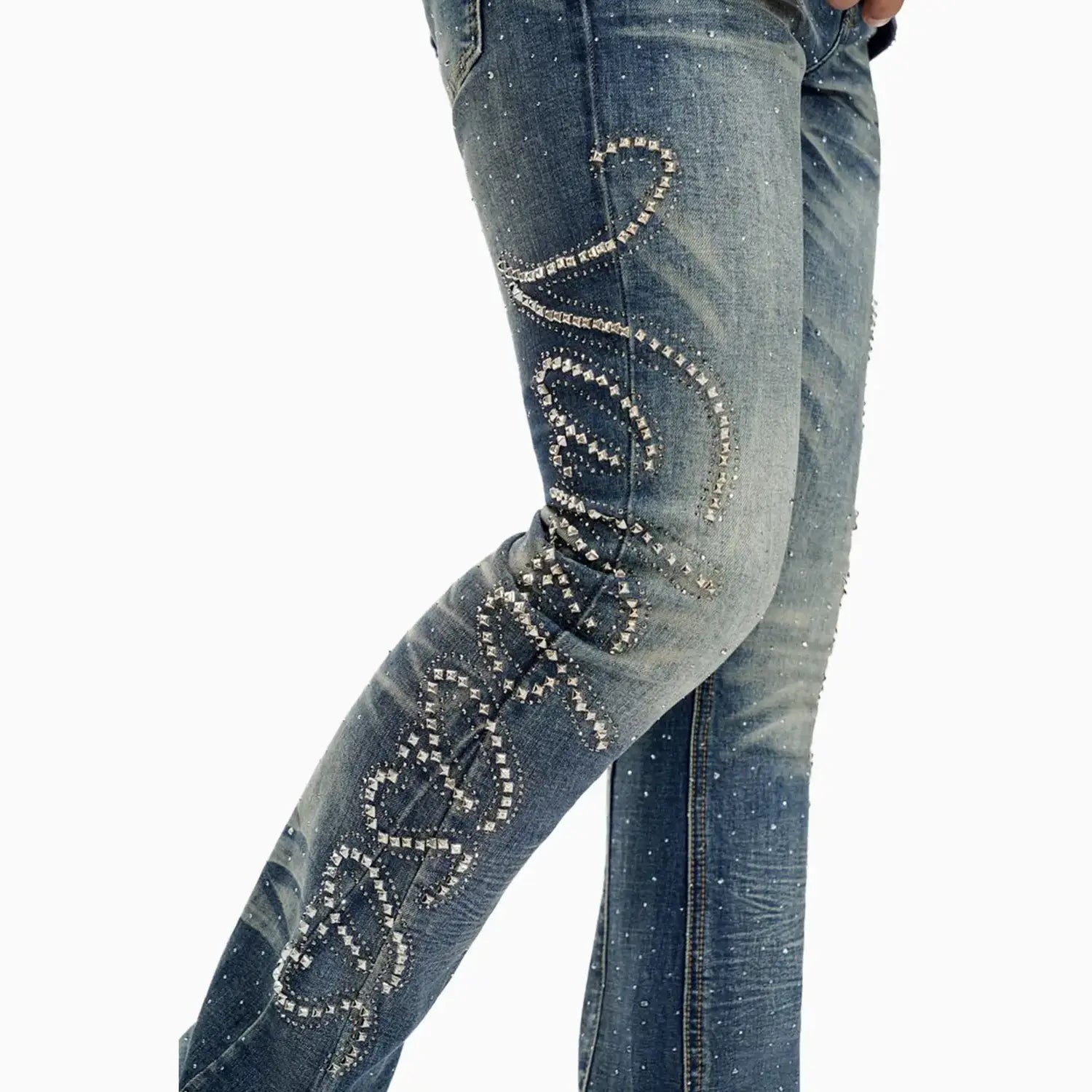 Men's Lattice Stacked Denim Pant