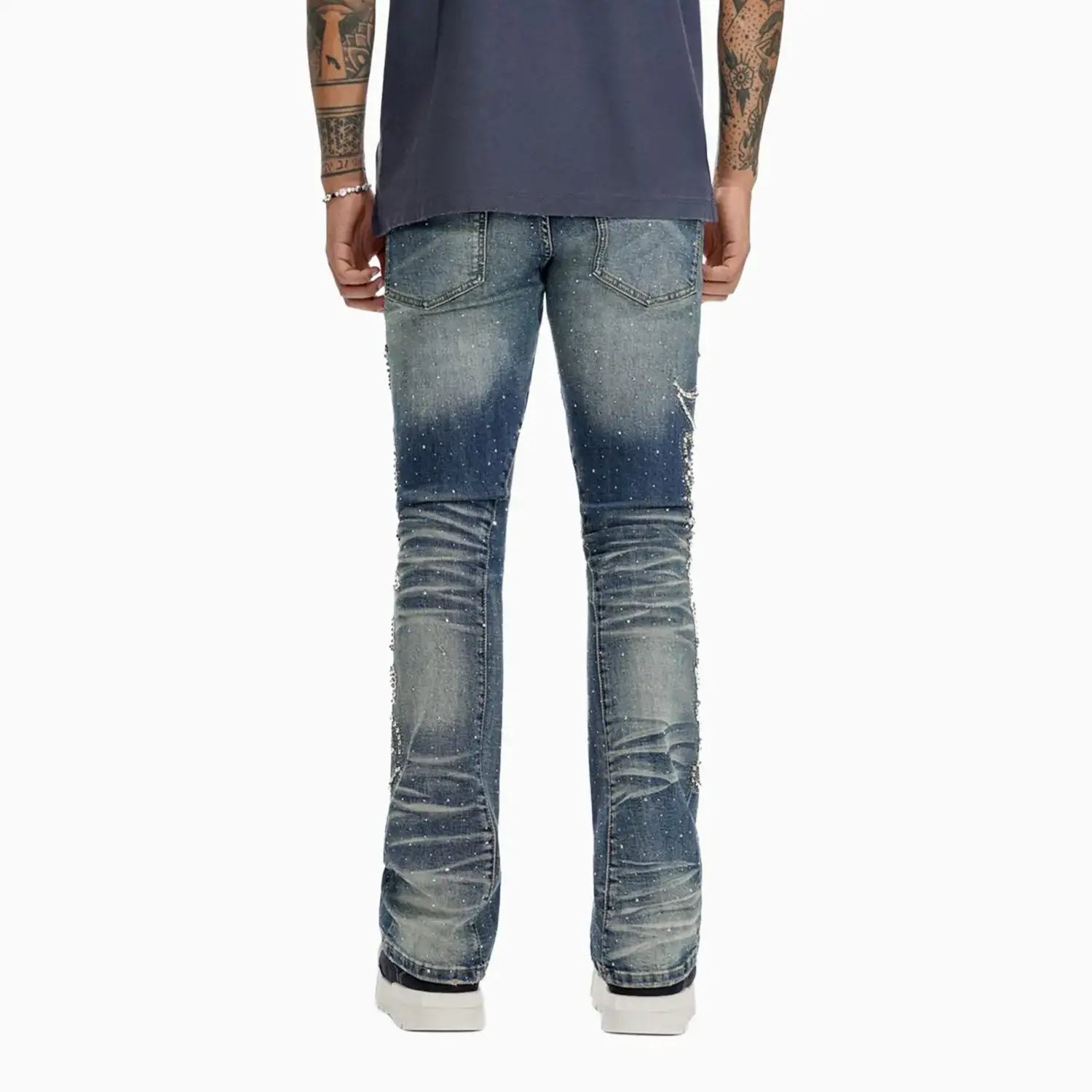 Men's Lattice Stacked Denim Pant