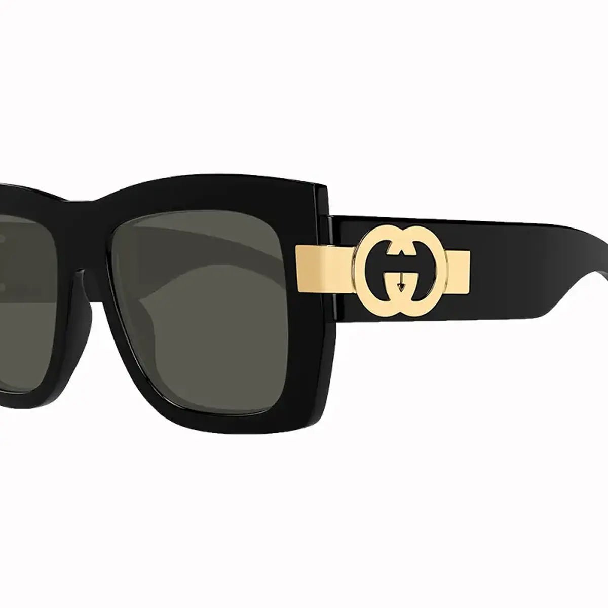 Women's Gucci Shiny Black Rectangular Sunglasses Gucci - Tops and Bottoms USA