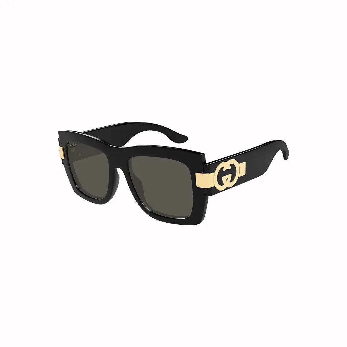 Women's Gucci Shiny Black Rectangular Sunglasses Gucci - Tops and Bottoms USA