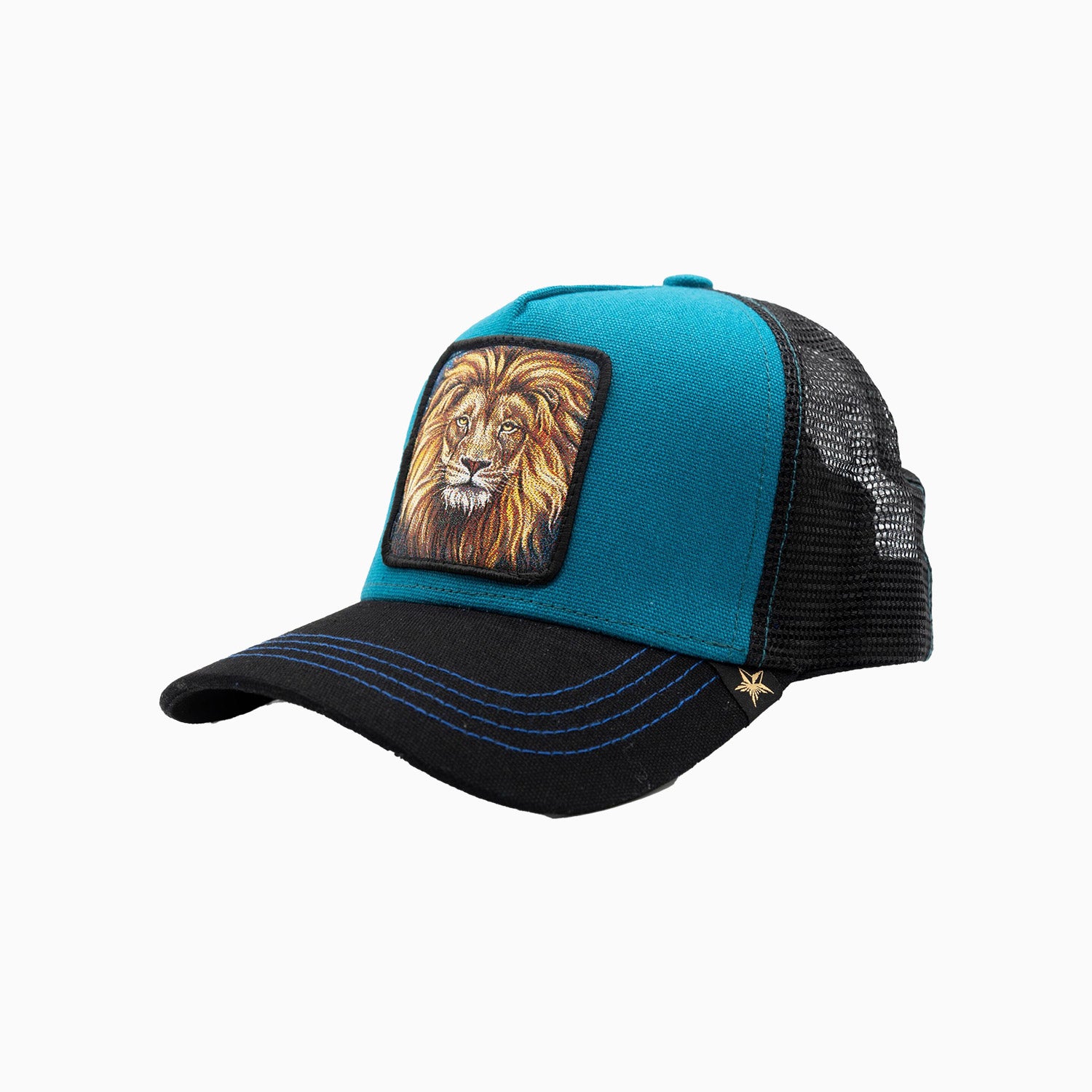 gold-star-hats-the-lion-blue-trucker-hat-z005-blue