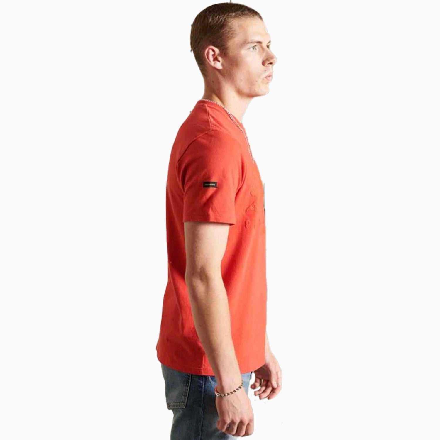 Superdry Men's Crew Neck Short Sleeve T Shirt - Color: Red - Tops and Bottoms USA -