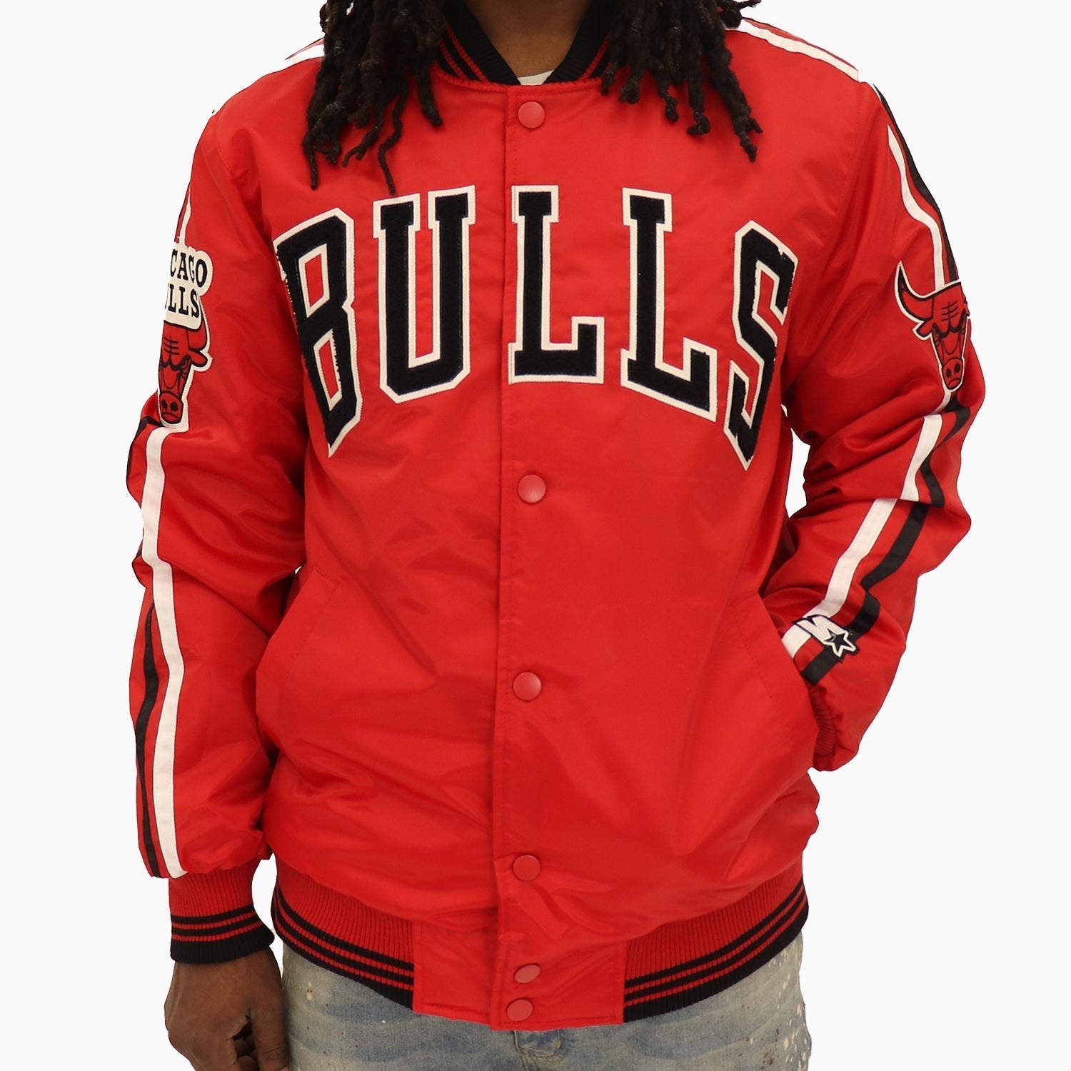 Mitchell and Ness - Men's Chicago Bulls NBA Button Down Black Jacket - X-Large