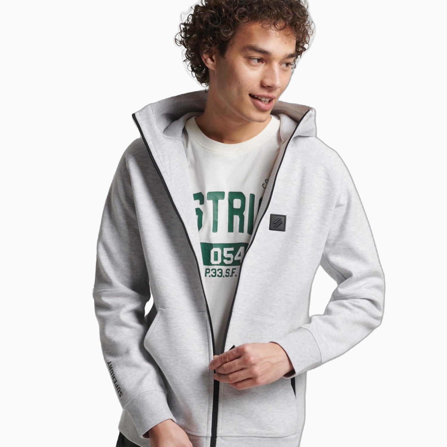 Superdry Men's Code Tech Tracksuit - Color: Cadet Grey Marl - Tops and Bottoms USA -