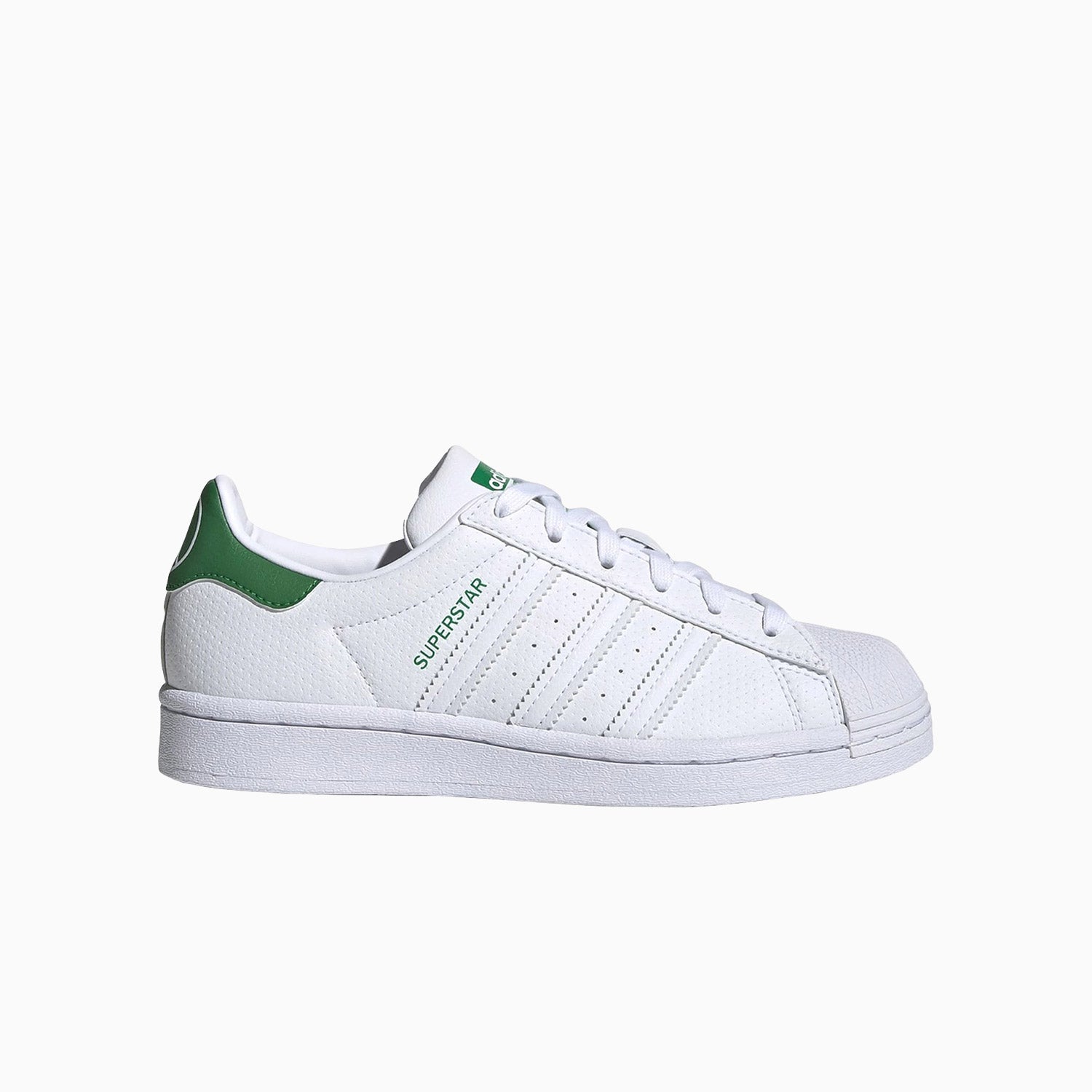 adidas Kid's Superstar Shoes Gradeschool, Cloud White Green / 5 adidas Kid's Superstar Shoes Gradeschool, Cloud White Green / 5