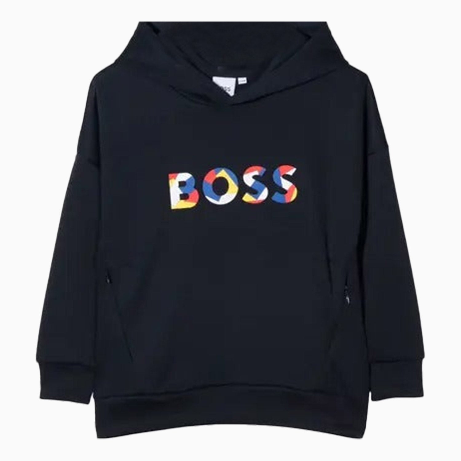 Boss Kidswear logo print hoodieBlue