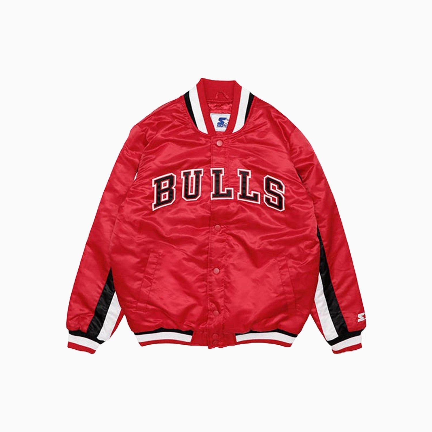 Starter Men’s Chicago Bulls NBA Varsity Satin Red Jacket - Color: Multi - Tops and Bottoms USA -