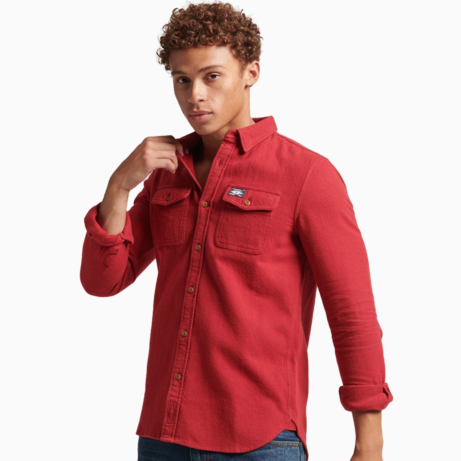 Superdry Men's Organic Cotton Trailsman Flannel Shirt - Color: New Port - Tops and Bottoms USA -