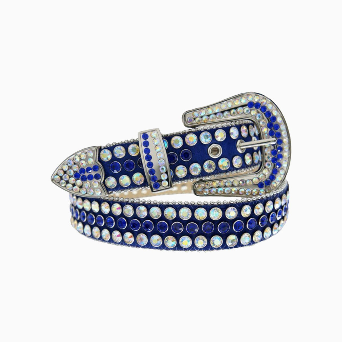 TB DNA RHINESTONE CALF HAIR COWBOY WESTERN STUDDED BELT BLUE SIZE LARGE  A133 Western Brown Leather Belt With Light Blue Longhorn  main image 3