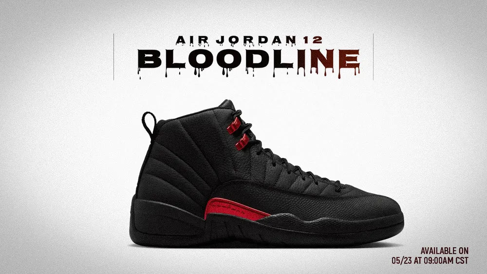 AIR JORDAN 12 RETRO “BLOODLINE”: BUILT IN BLACK, FINISHED IN RED