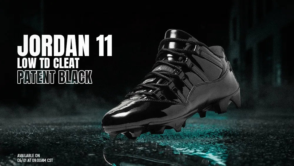 AIR JORDAN 11 LOW TD CLEAT “PATENT BLACK”: BUILT FOR THE FIELD
