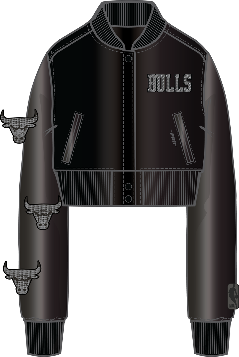 Women's Chicago Bulls Washed Crystalline Leather Varsity Jacket