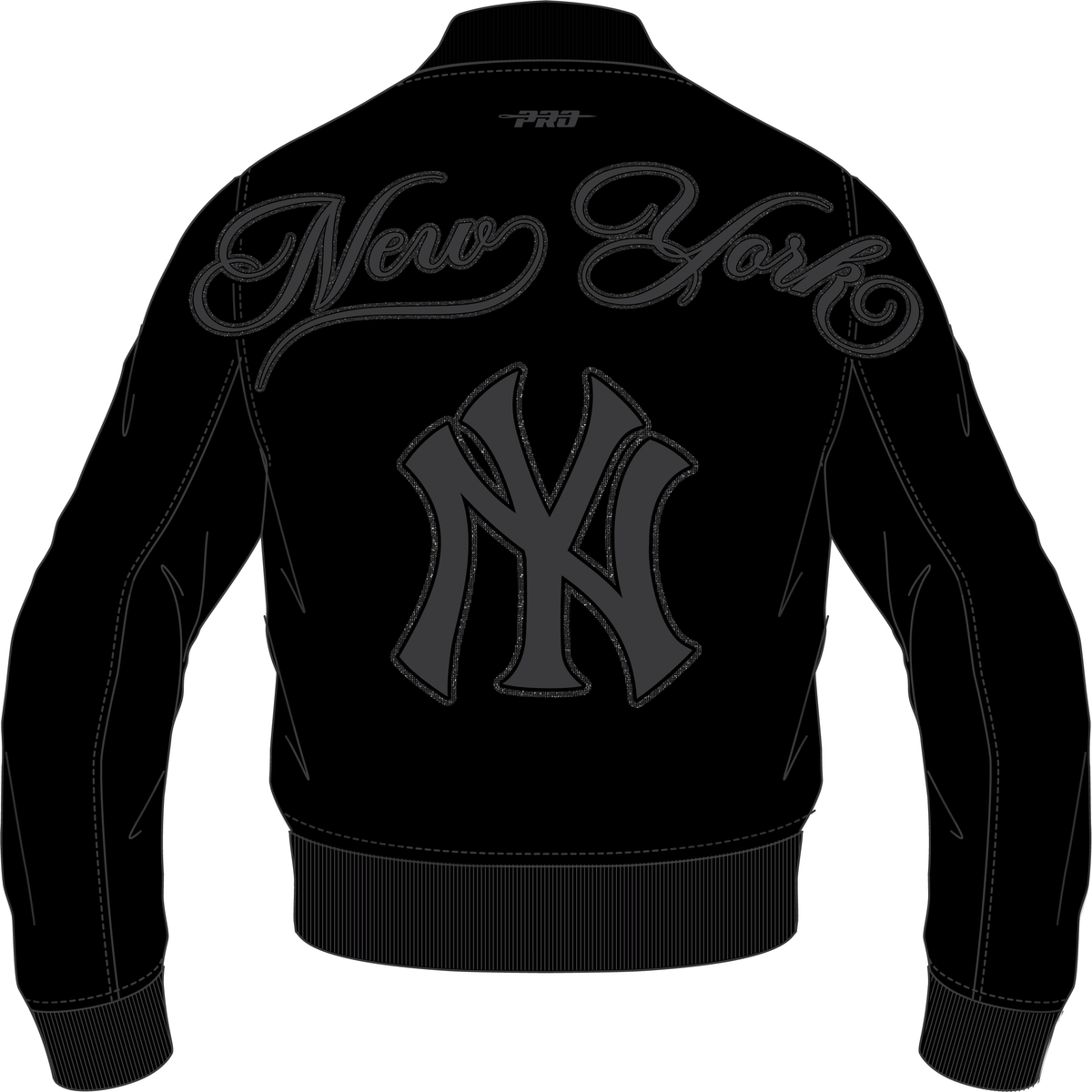 Men's New York Yankees Blackout Leather Varsity Jacket