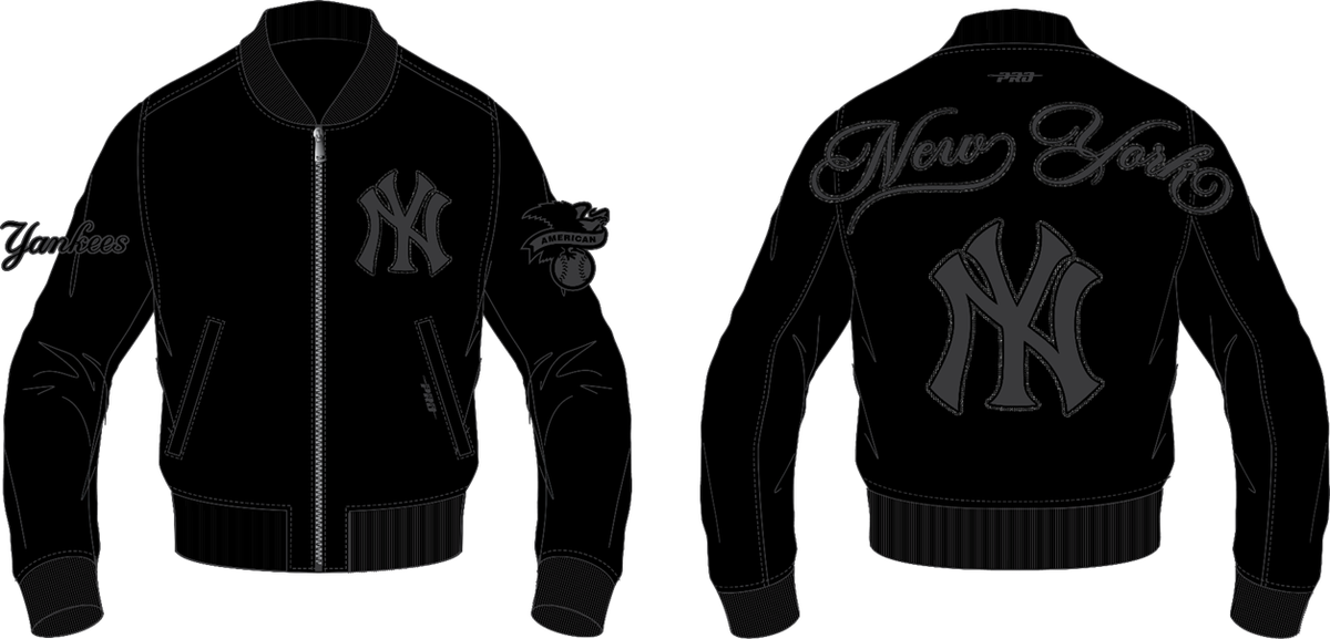 Men's New York Yankees Blackout Leather Varsity Jacket