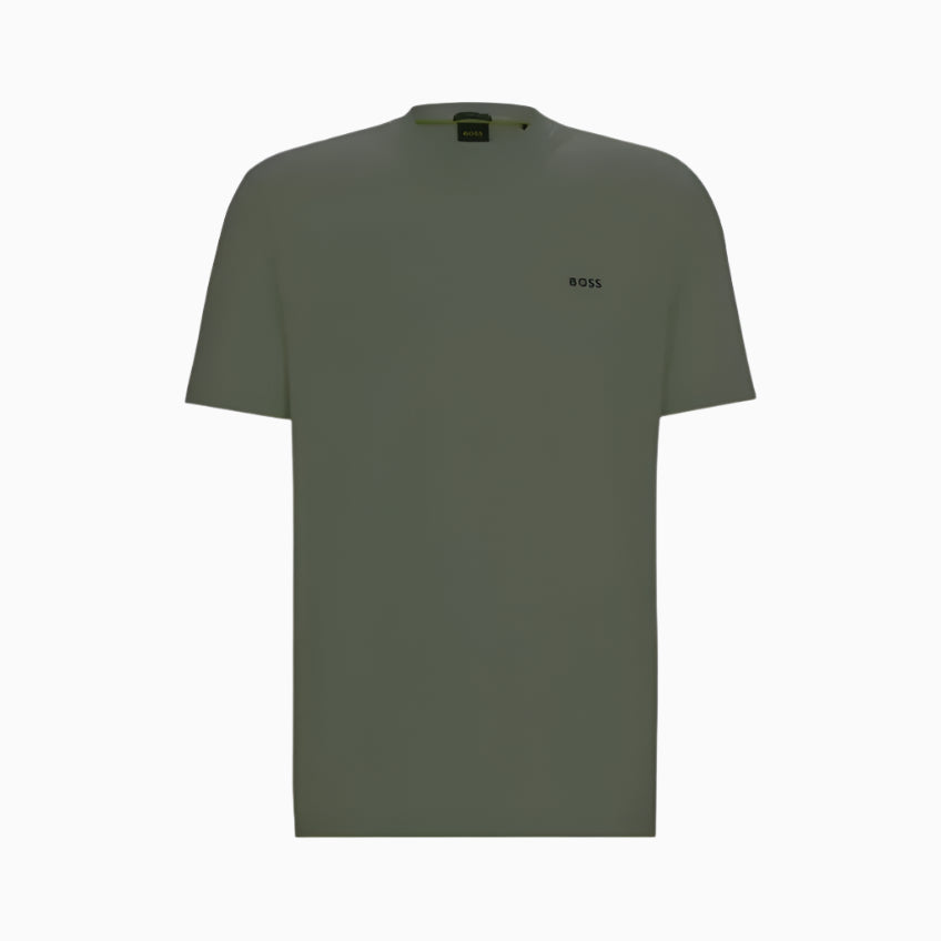 Men's Stretch Cotton Regular Fit T-Shirt With Contrast Logo Hugo Boss - Tops and Bottoms USA