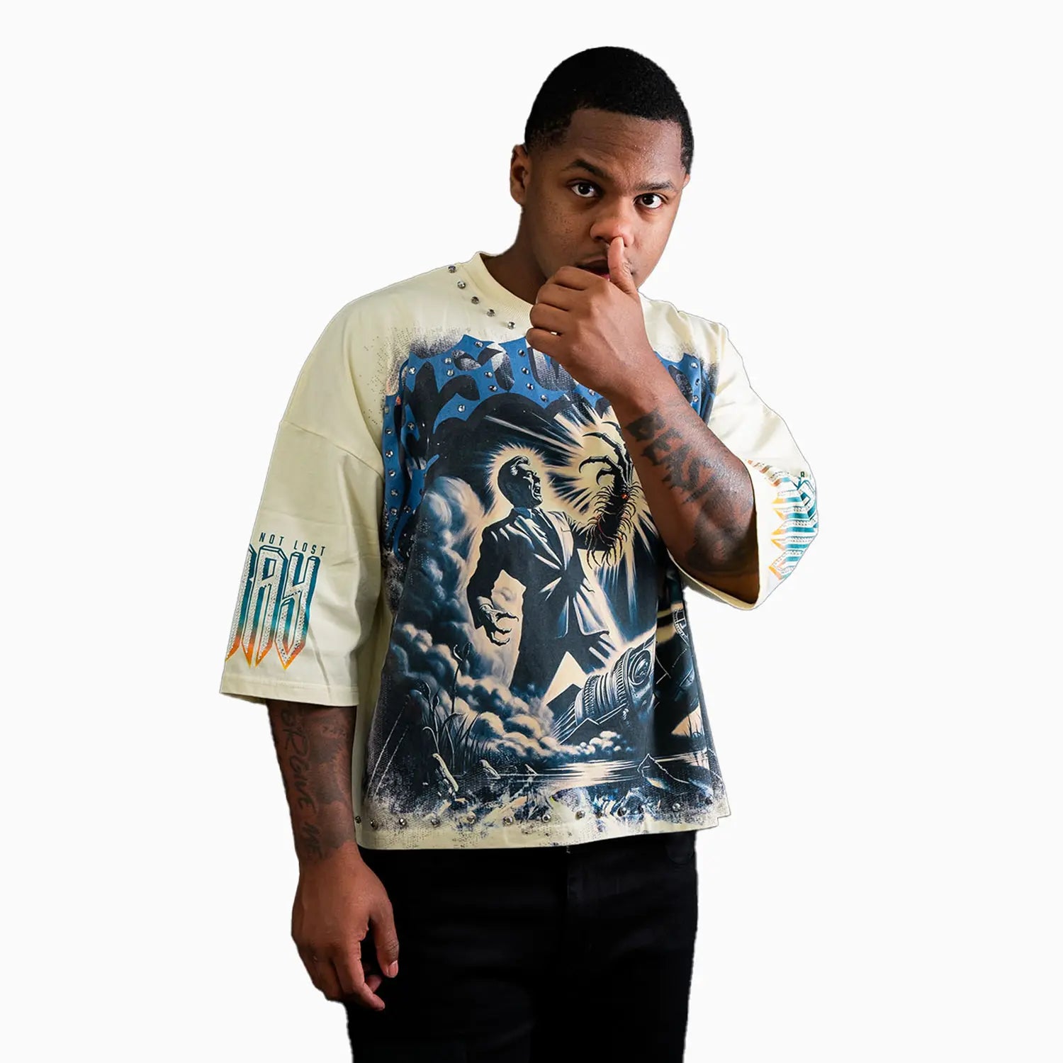 Men's Escape Stray Graphic Wide Crop Fit T-Shirt Stray - Tops and Bottoms USA