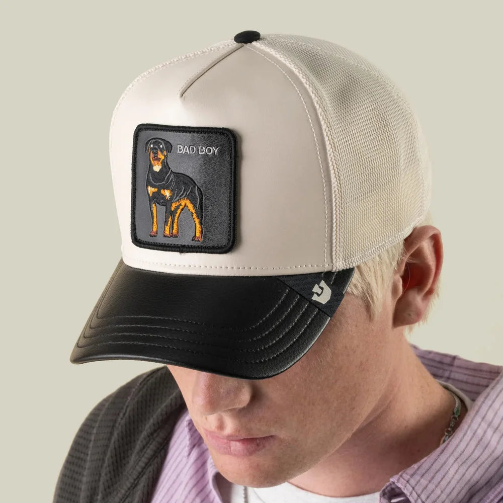 Faux Leather Rottweiler Trucker Hat