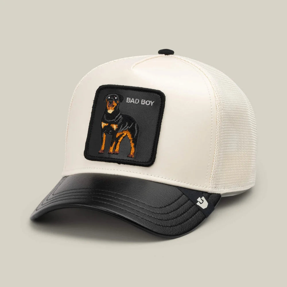 Faux Leather Rottweiler Trucker Hat