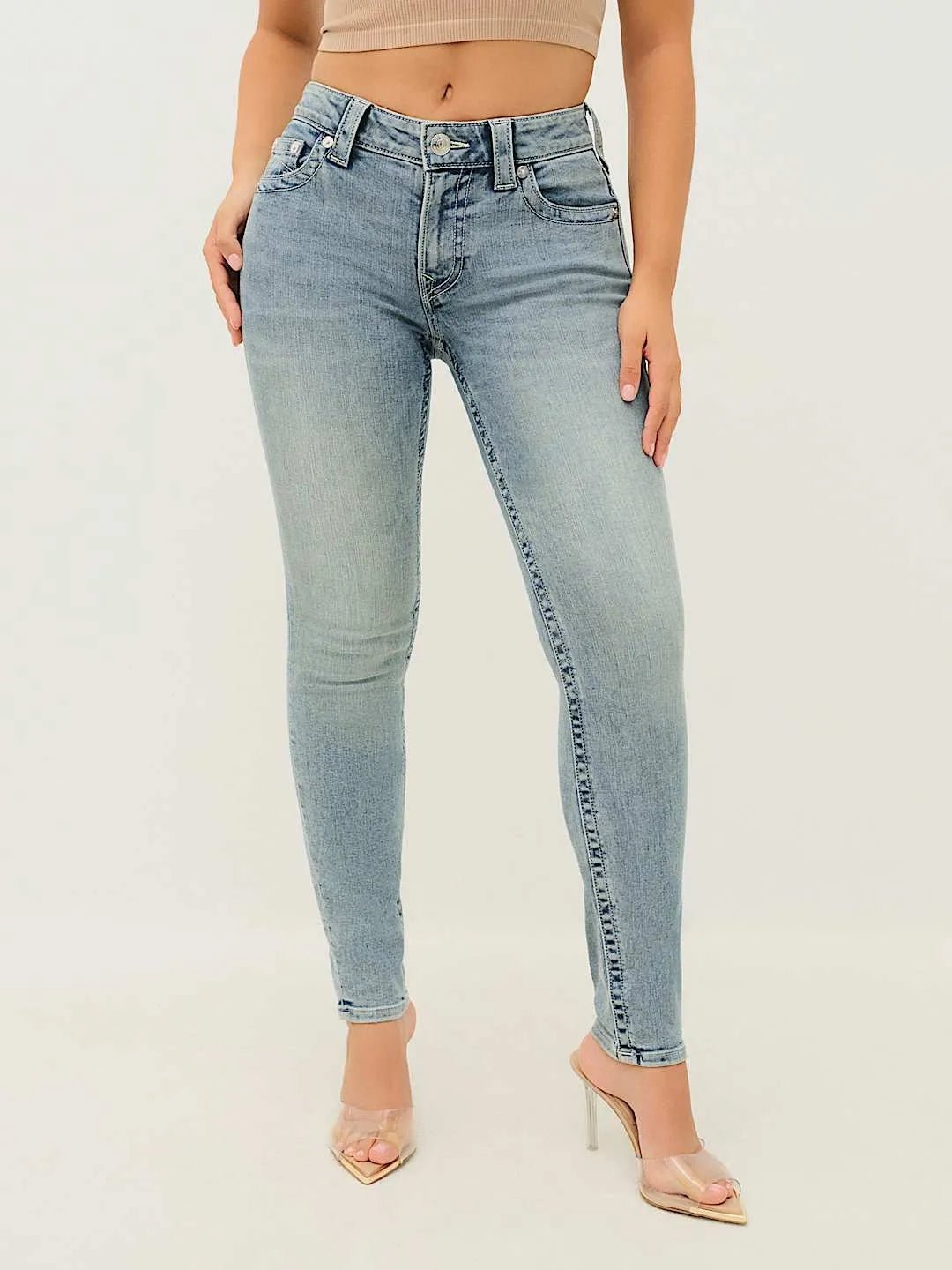 Women's Jennie Mid Rise Curvy Skinny Jean Pant True Religion - Tops and Bottoms USA